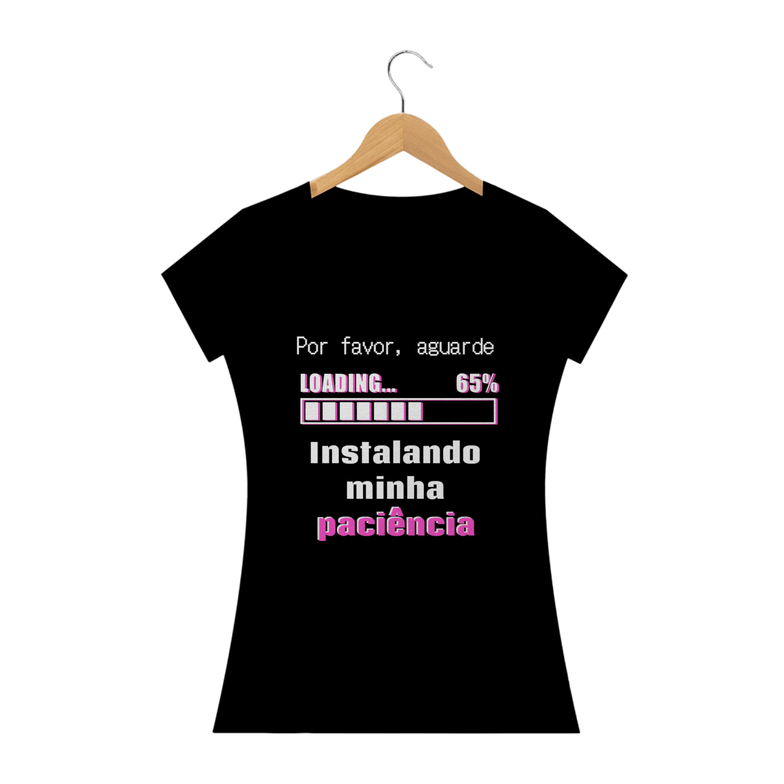 Nome do produto: T-shirt Feminina Preta e Colorida (letra rosa) \