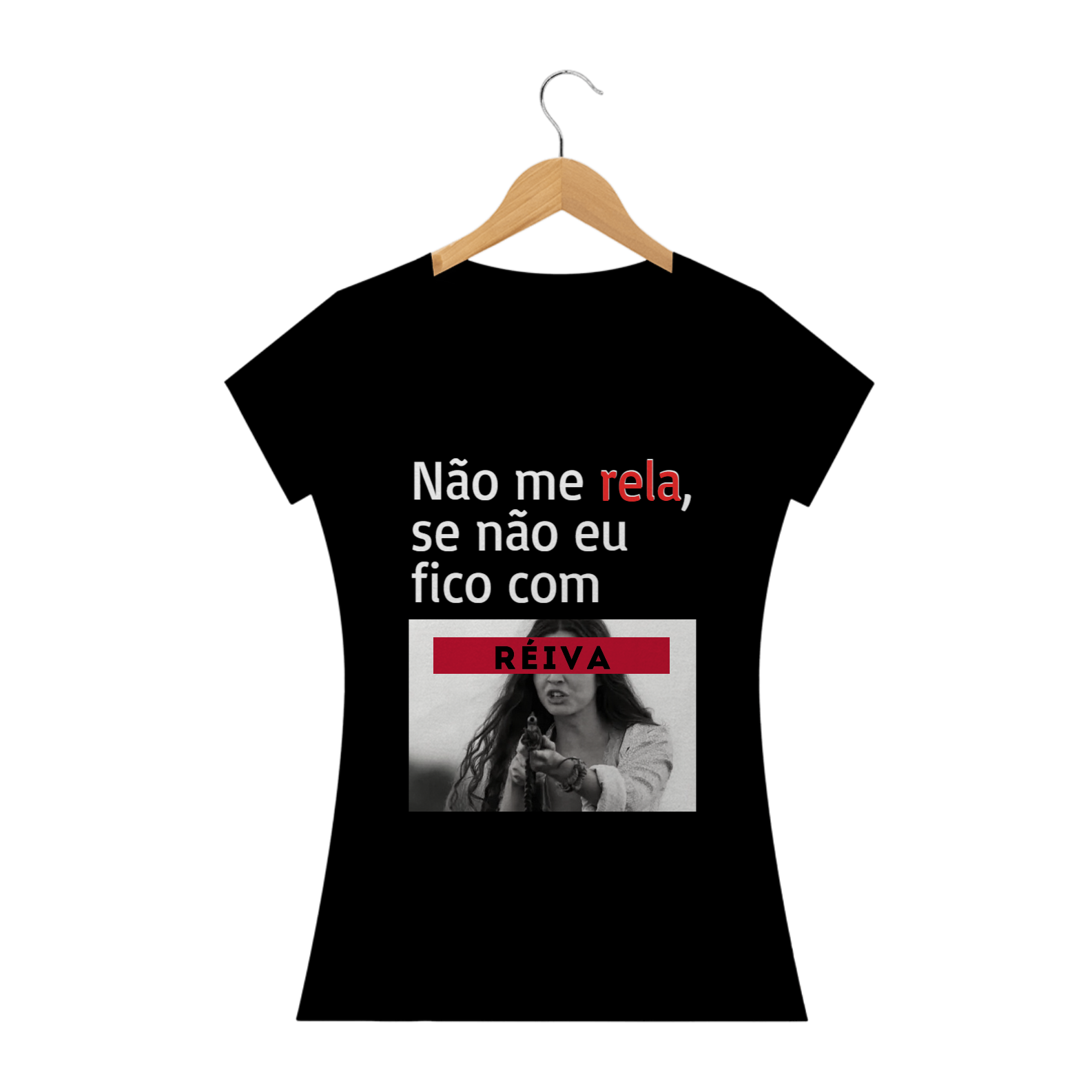 Nome do produto: T-shirt Feminina Preta e Colorida (letra branca) \