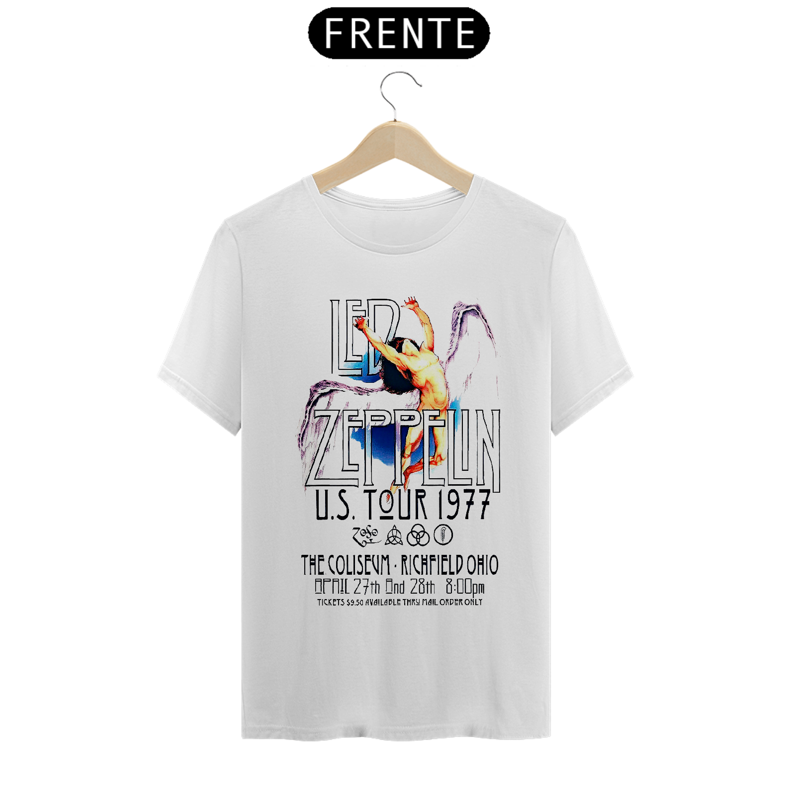 Camiseta Led Zeppelin US Tour 1977 100% algodão quality 