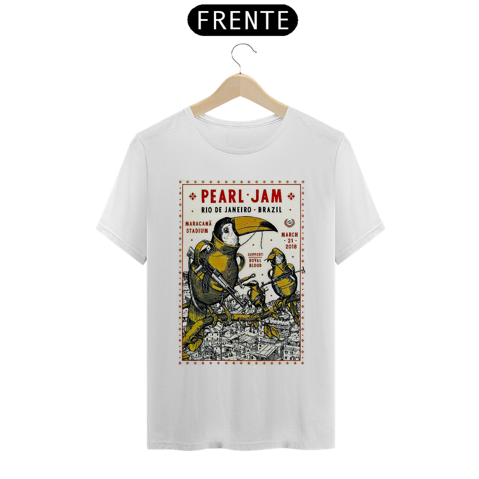 Camiseta Pearl Jam RJ 2018 Algodão Prime