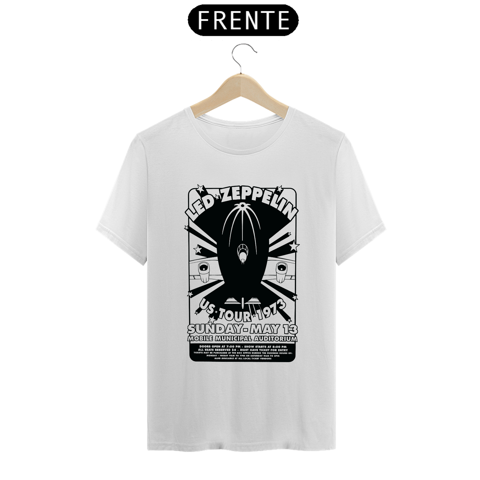 Camiseta Led Zeppelin Tour 1973 Algodão Prime