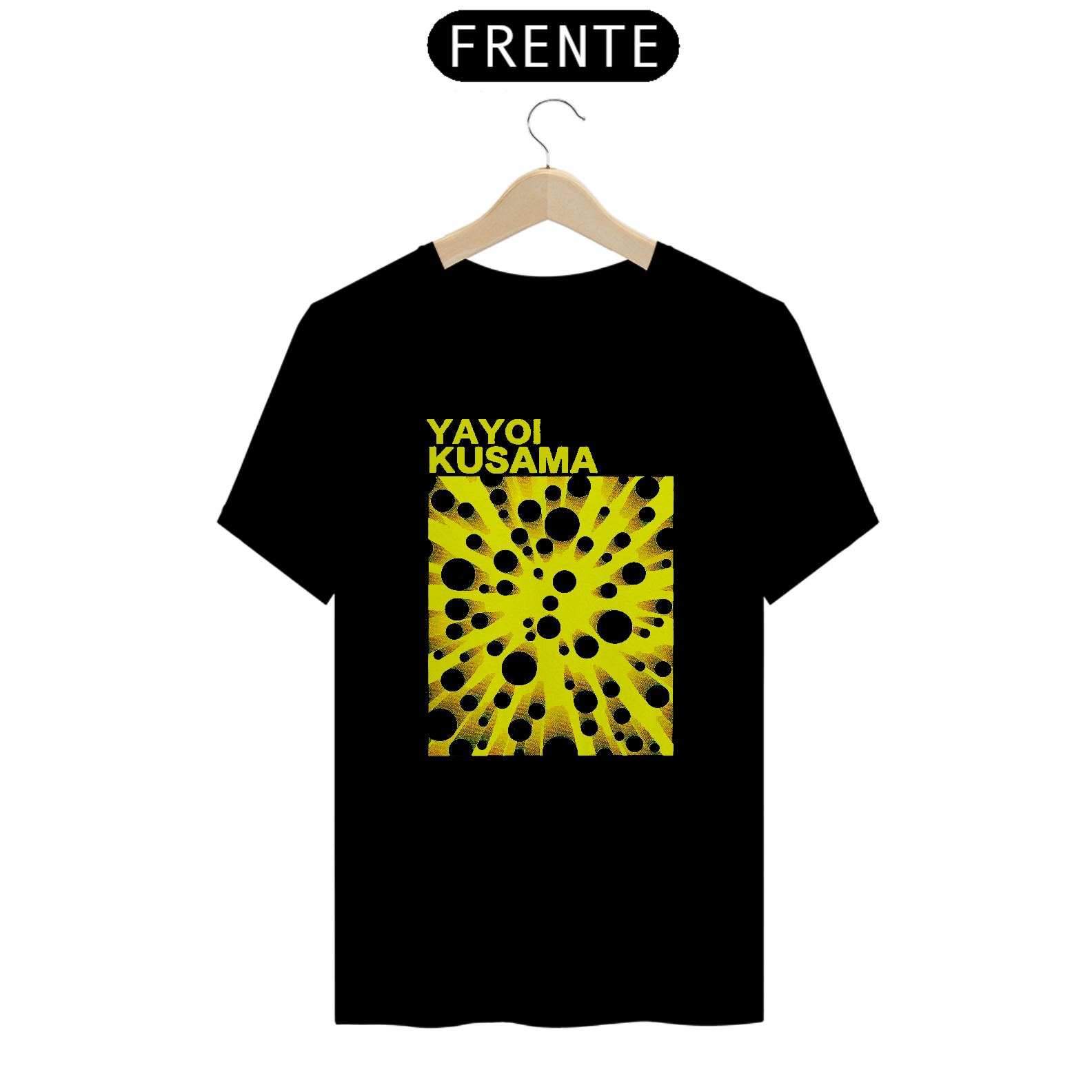 Camiseta Yayoi Kusama Amarelo Algodão Prime Preta