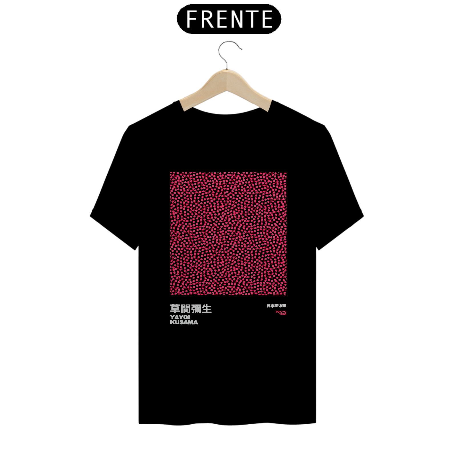 Camiseta Yayoi Kusama Tokio rosa Algodão Prime Preta 