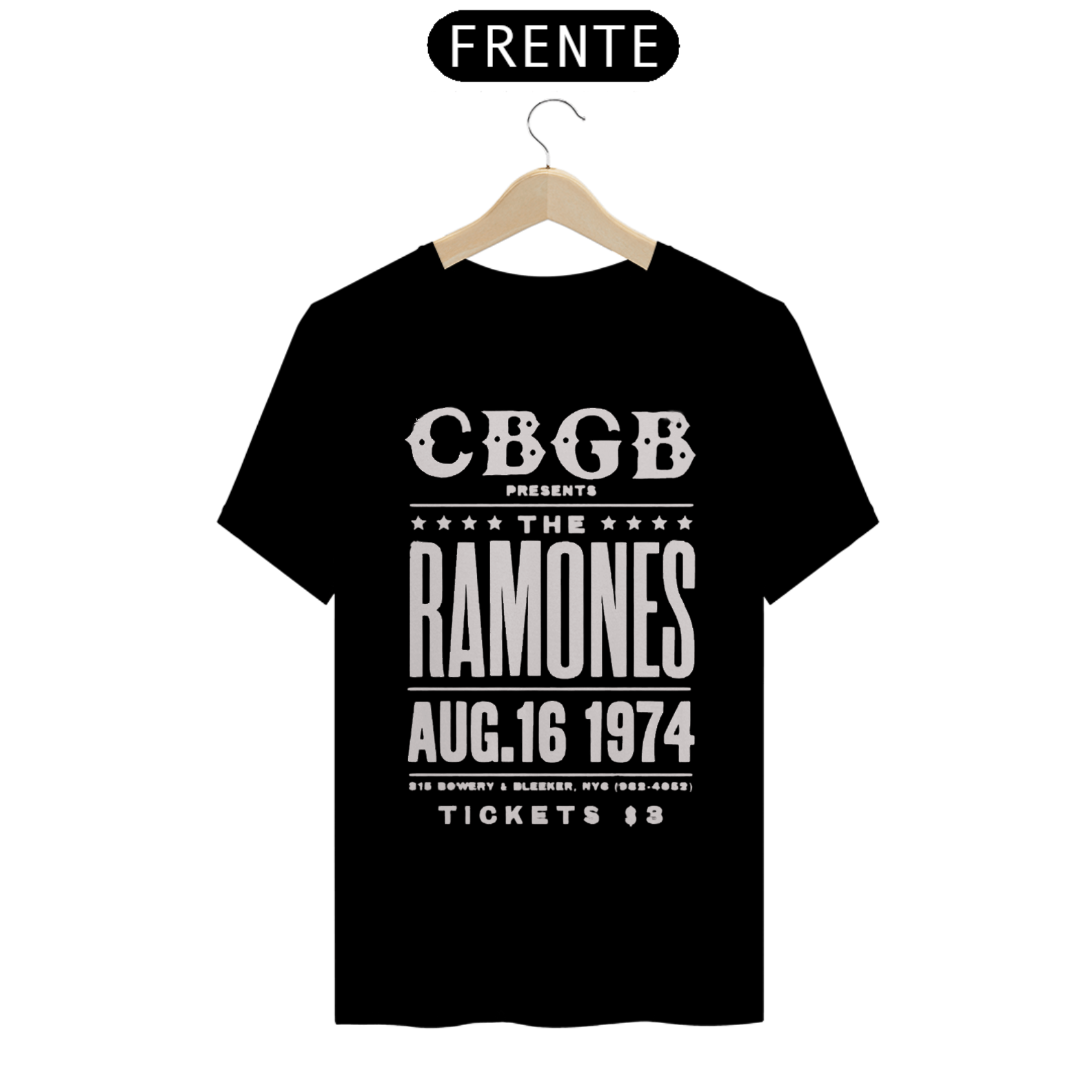 Camiseta Ramones CBGB 1974 Algodão Prime Preta 