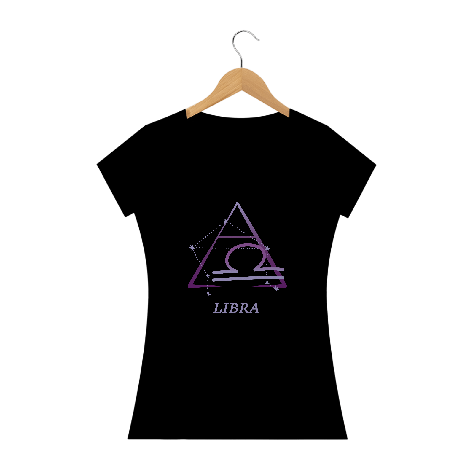 Nome do produto: Camiseta Baby Long Signos - Libra - Preta