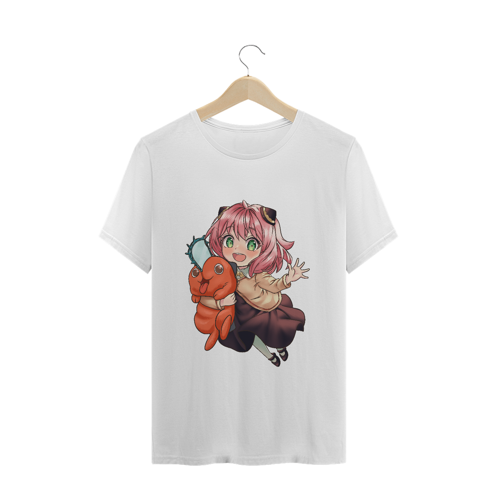 Nome do produto: Camiseta Anya e Pochita - Spyxfamily e Chainsaw Man - Tecido Prime