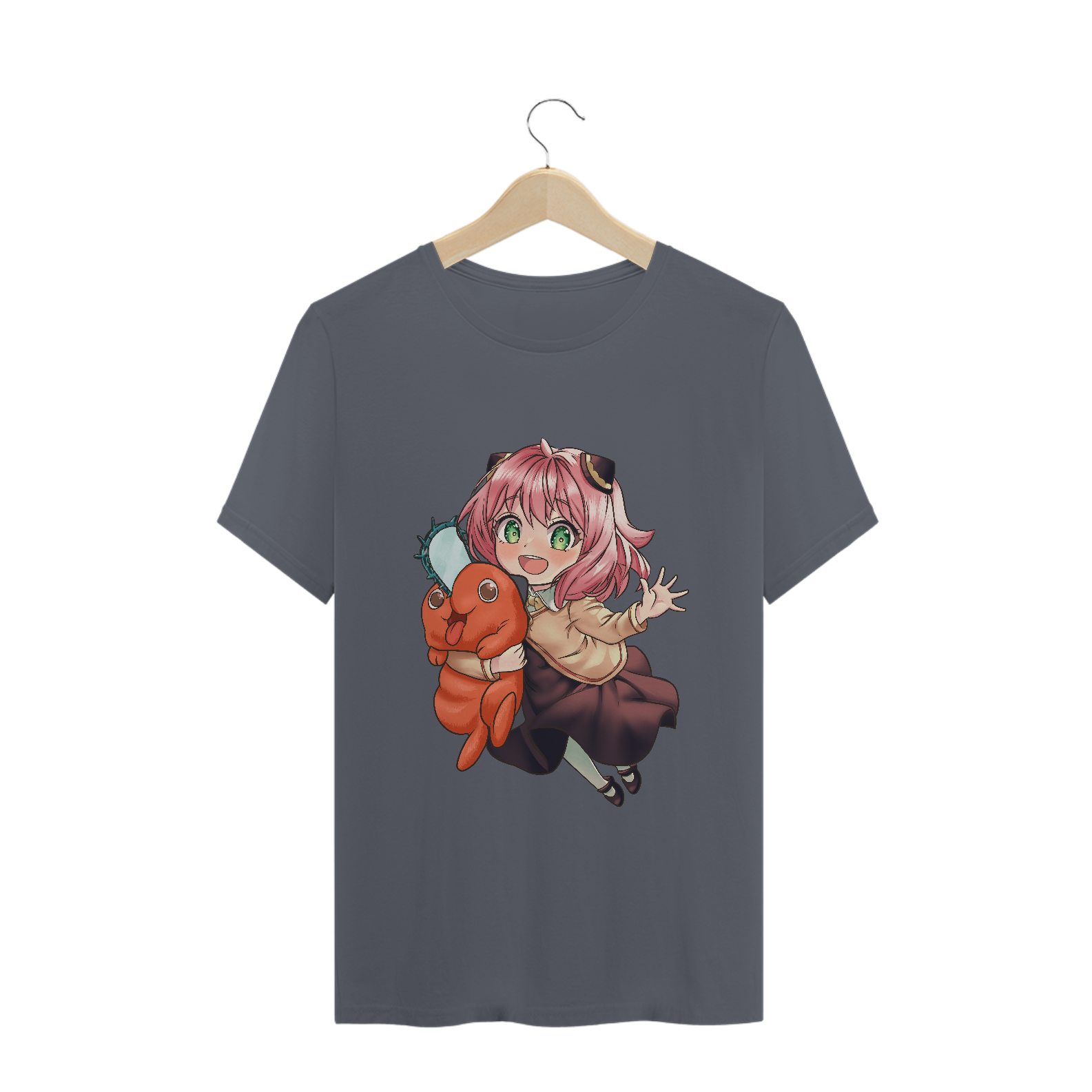Nome do produto: Camiseta Anya e Pochita - Spyxfamily e Chainsaw Man - Tecido Quality