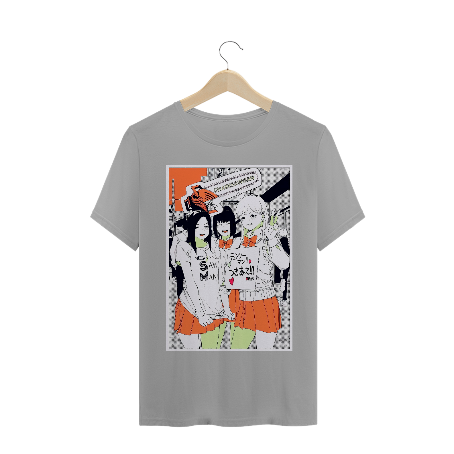 Nome do produto: Camiseta Chainsaw Man Estilo Mangá Colegial - Tecido Quality