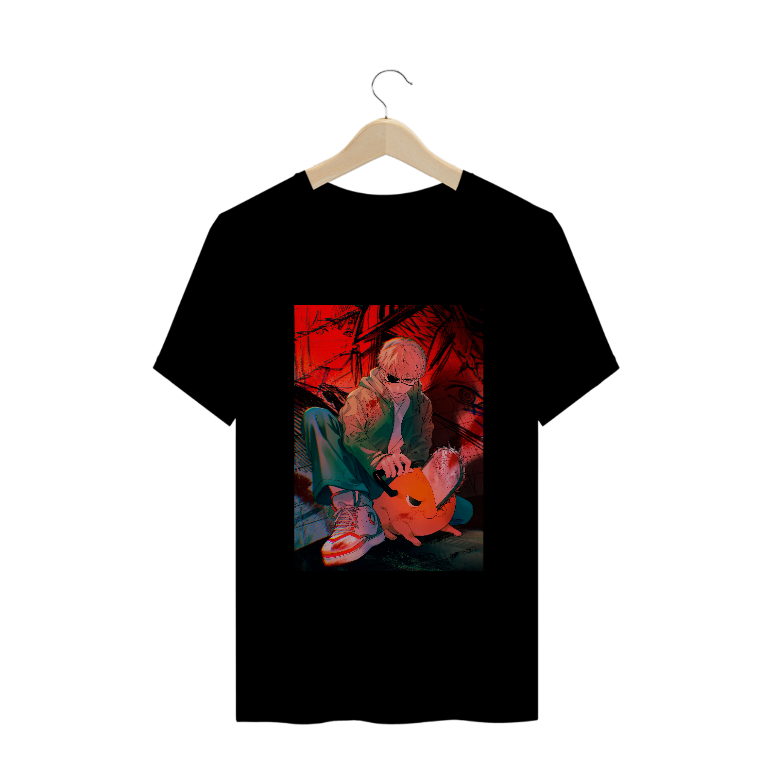 Nome do produto: Camiseta Chainsaw Man Denji e Pochita - Tecido Quality