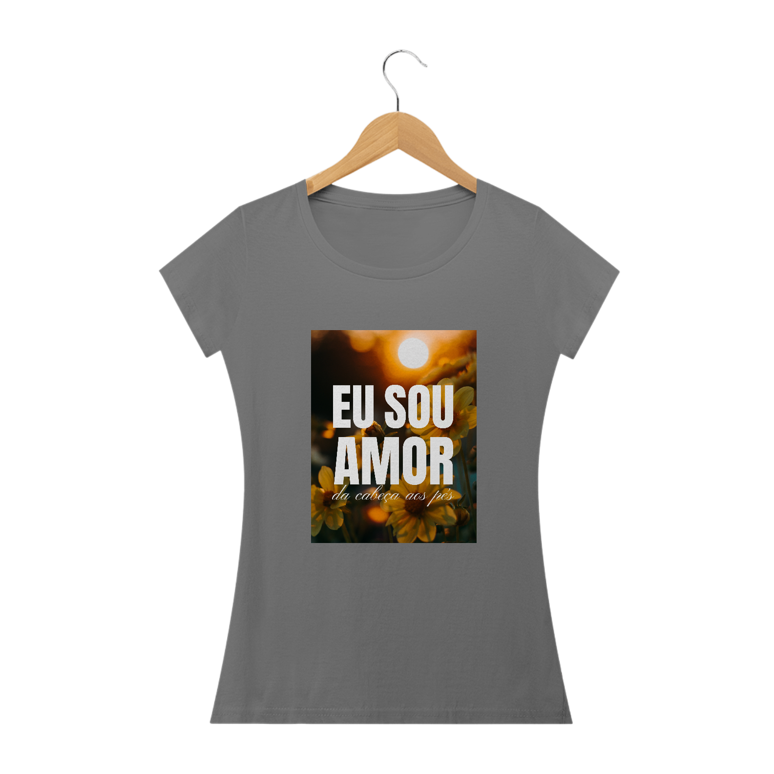 Nome do produto: CAMISETA BABY LONG ESTONADA - EU SOU AMOR
