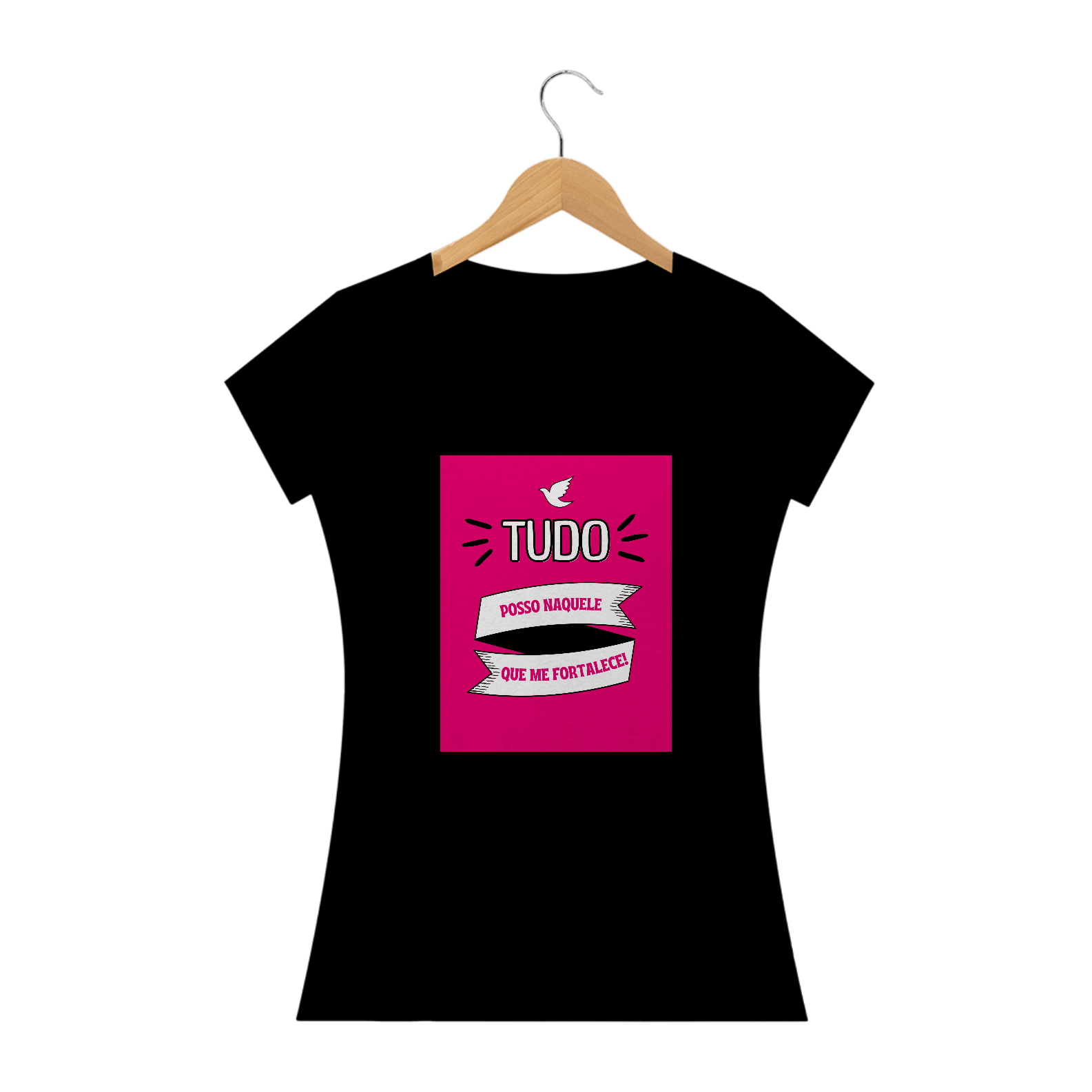 Nome do produto: CAMISA BABY LONG QUALITY FEMININA - TUDO POSSO NAQUELE QUE ME FORTALECE