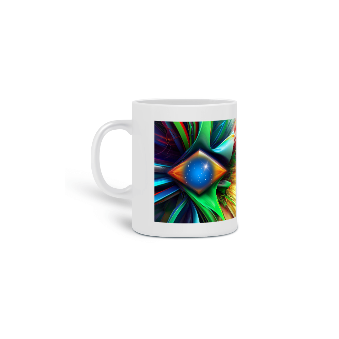 Nome do produto: Caneca Branca Estampada Bandeira Nacional