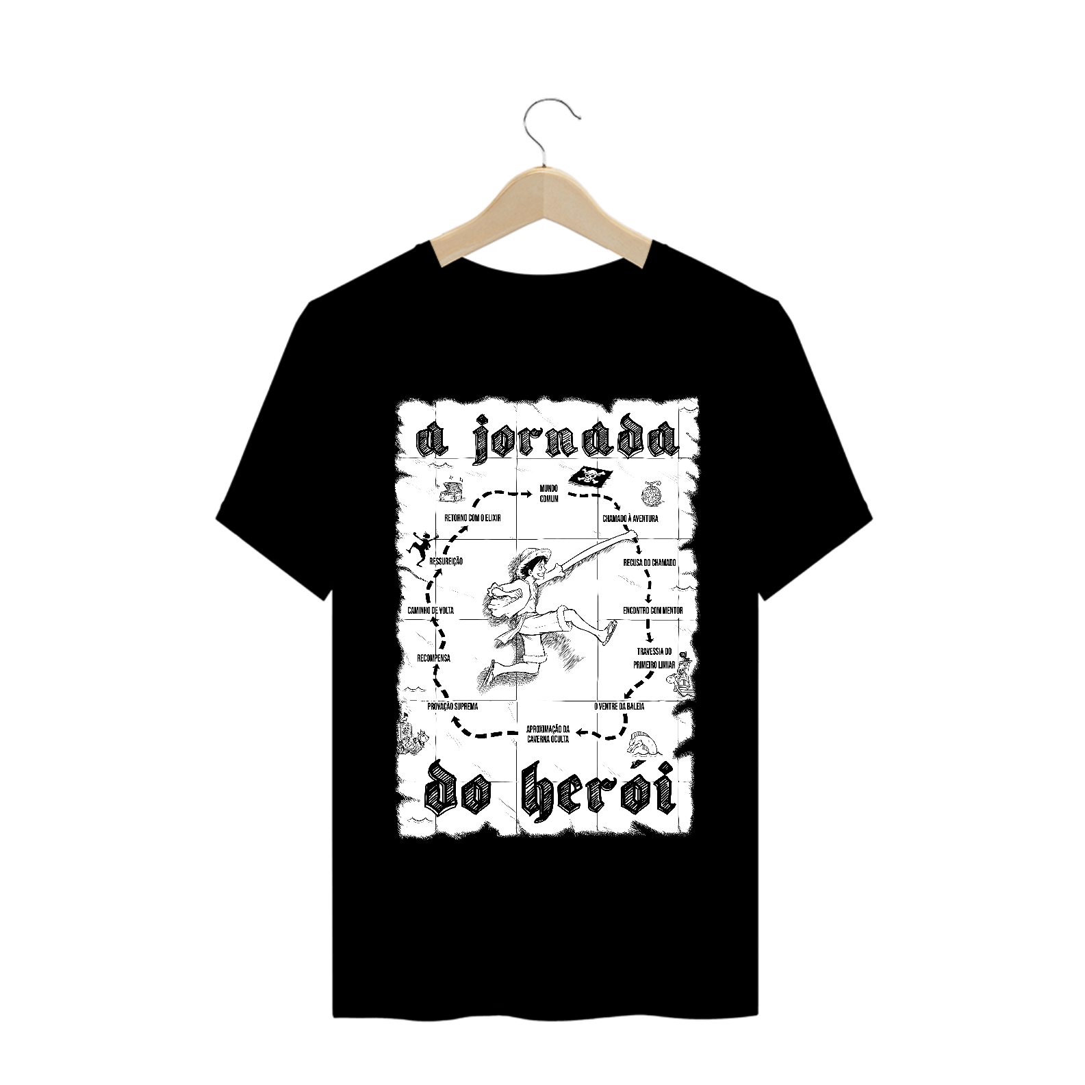 Nome do produto: One Piece - Luffy Jornada do Herói (Classic Estampa Branca)