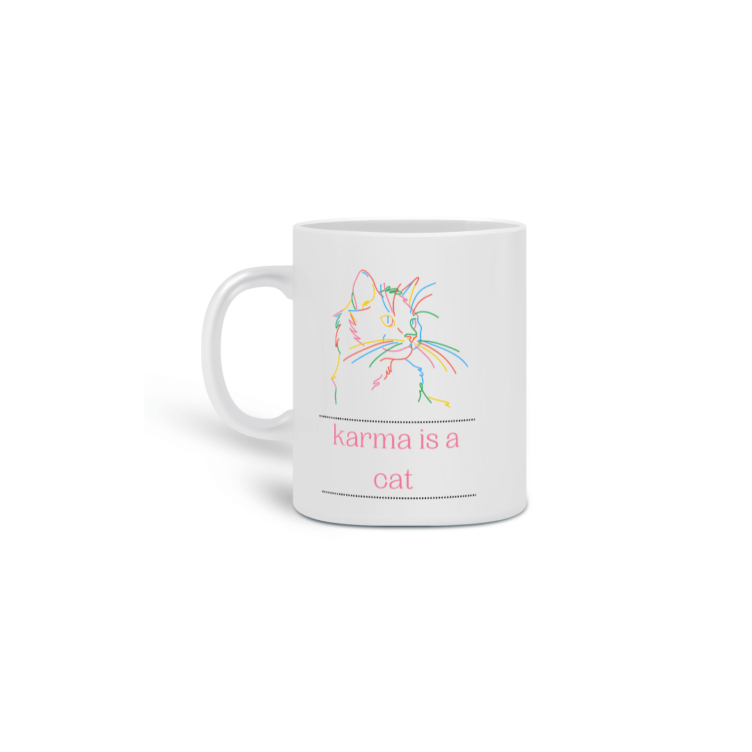 Nome do produto: karma is a cat caneca- Taylor Swift