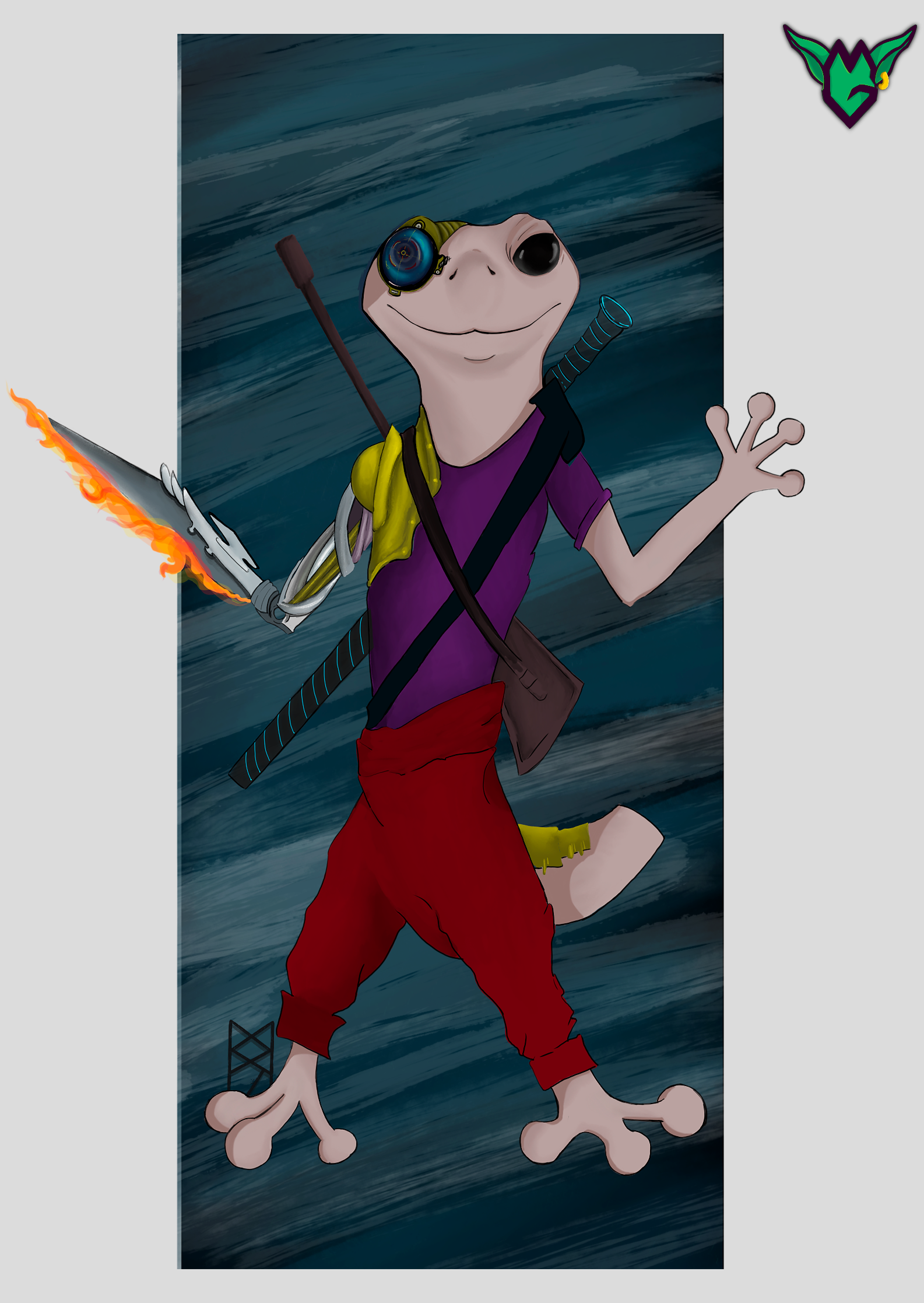 Nome do produto: Gronk, o Lagartixo Cyberpunk - Arte by: @digitaldascaverna