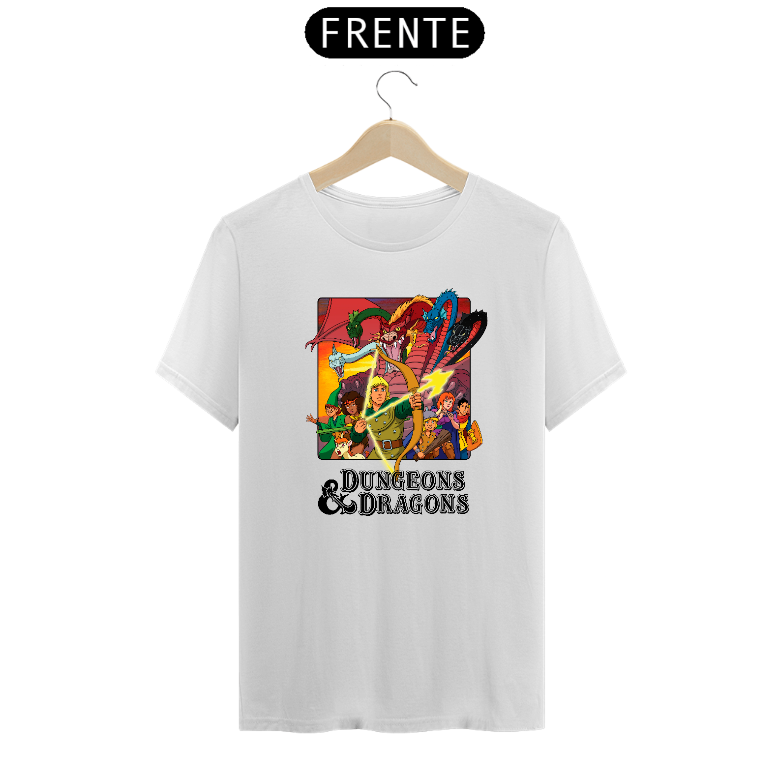 Nome do produto: Camiseta Caverna do Dragão logo preto varias cores