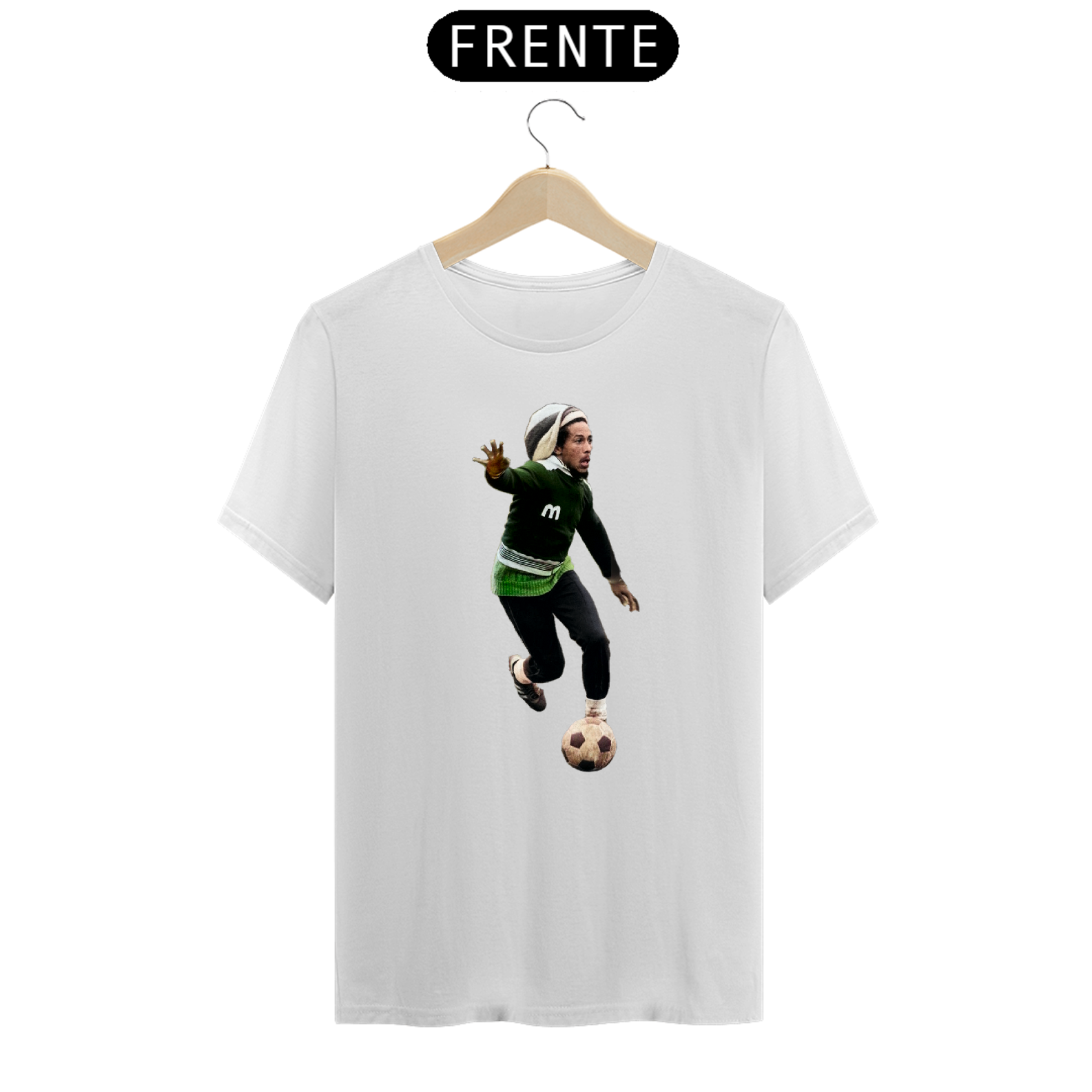 Camiseta - Bob Marley Futebol Bola no Gol