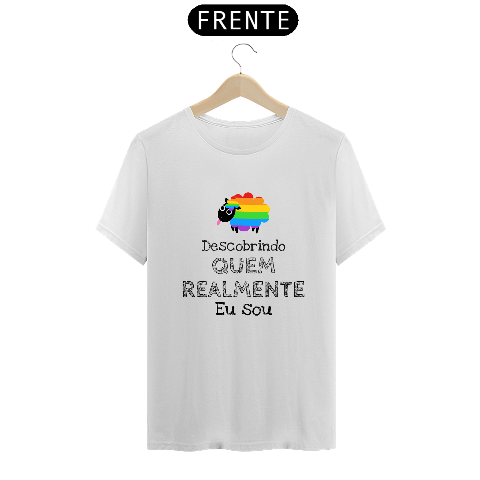 Nome do produto: CAMISETA CLÁSSICA QUEM EU SOU - LETRAS DE MÚSICAS