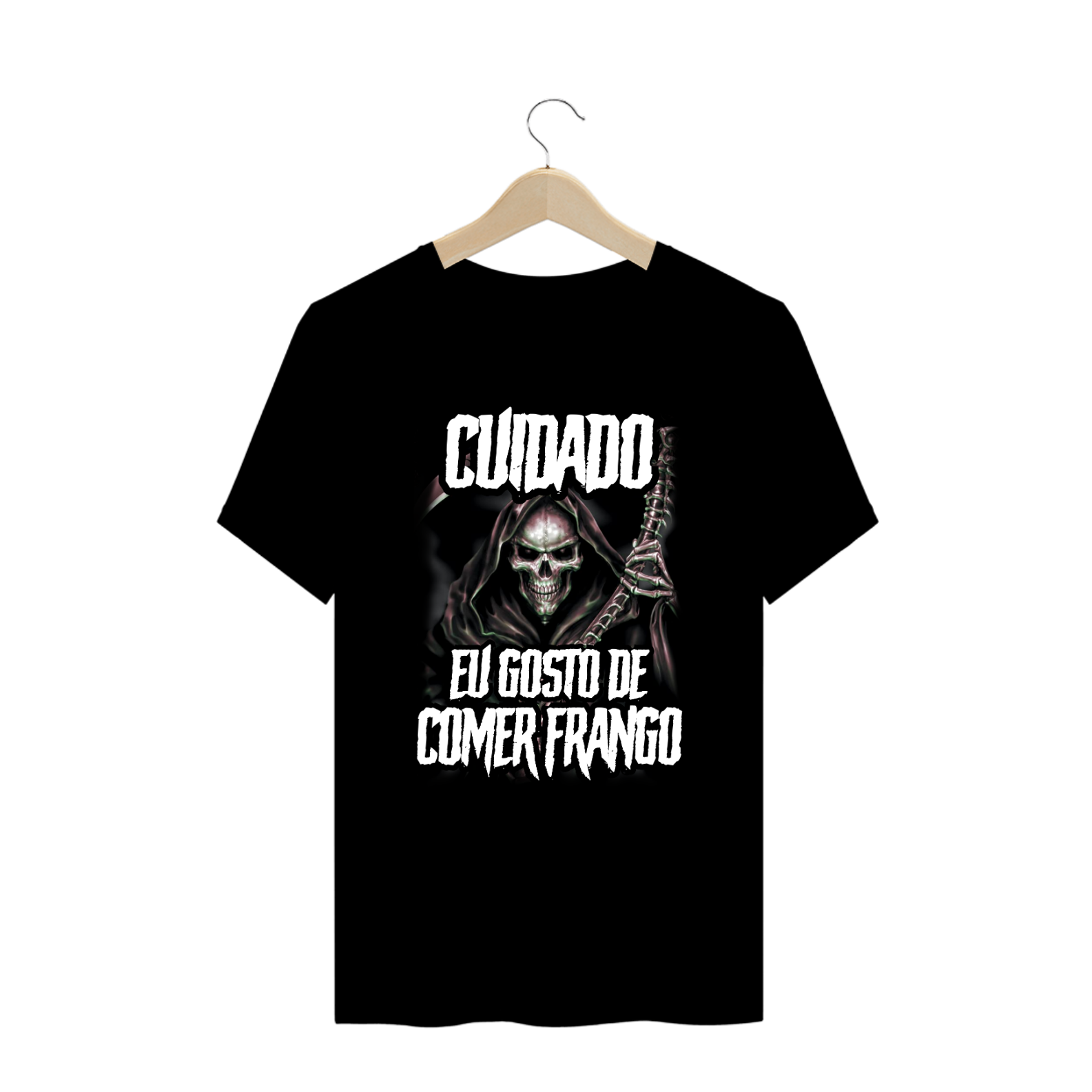 Nome do produto: Plus Size - Cuidado Eu Gosto De Comer Frango