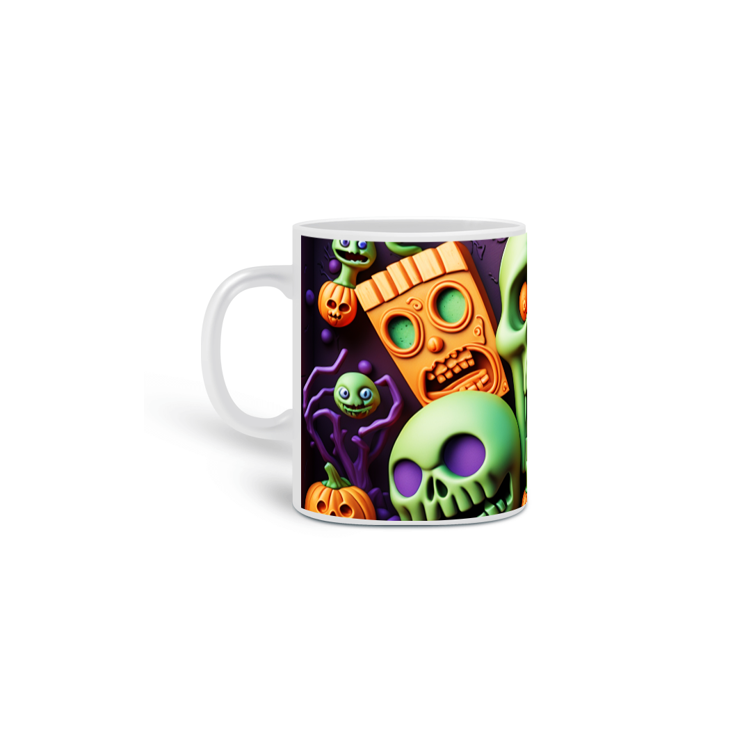 Nome do produto: Caneca Branca - Halloween 3D