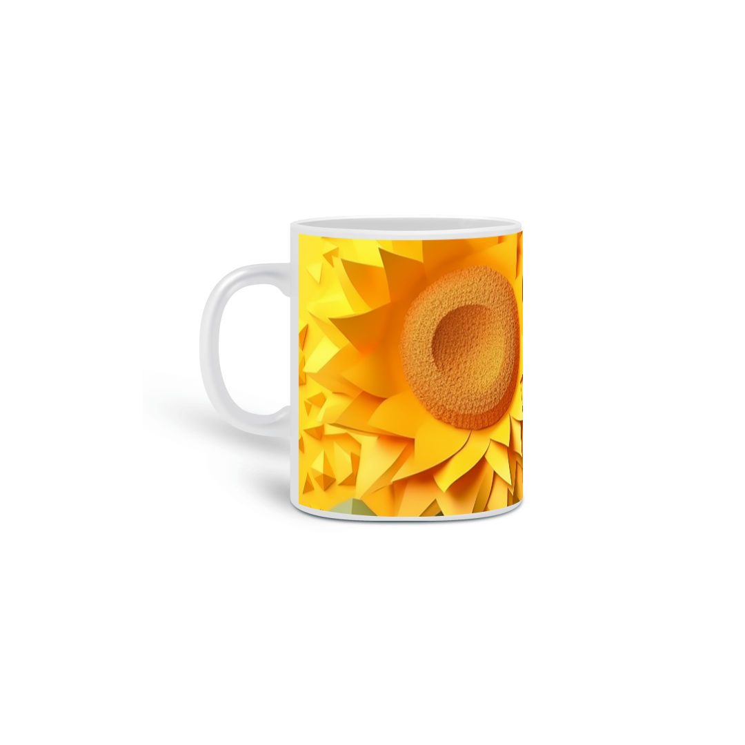 Nome do produto: Caneca Branca - Flores 3D 