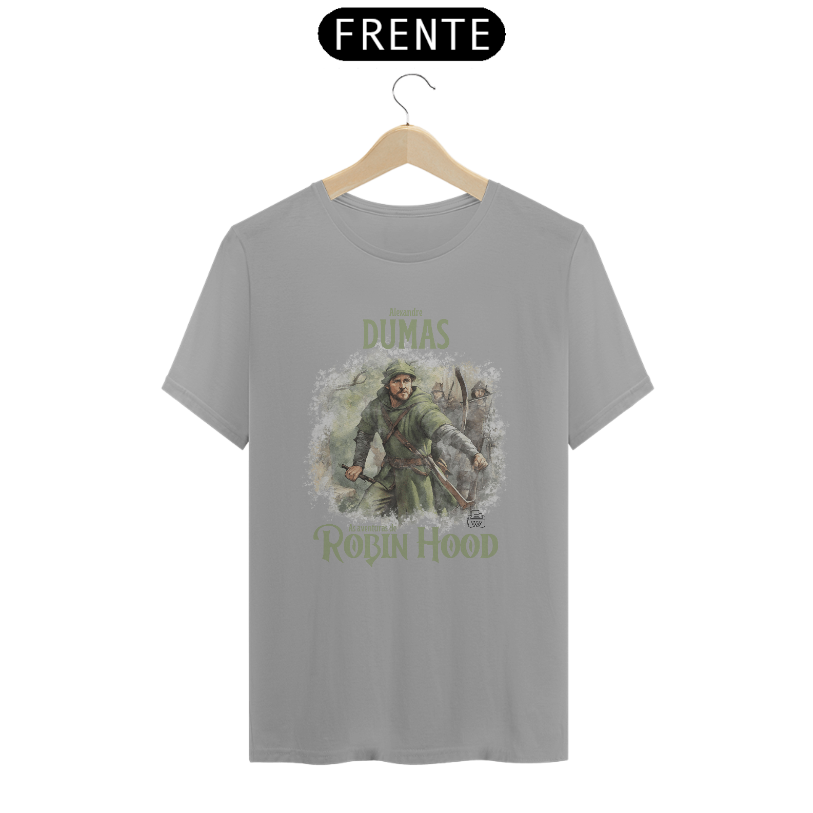 Nome do produto: Robin Hood, Alexandre Dumas TShirt Quality (Branca/Cinza)