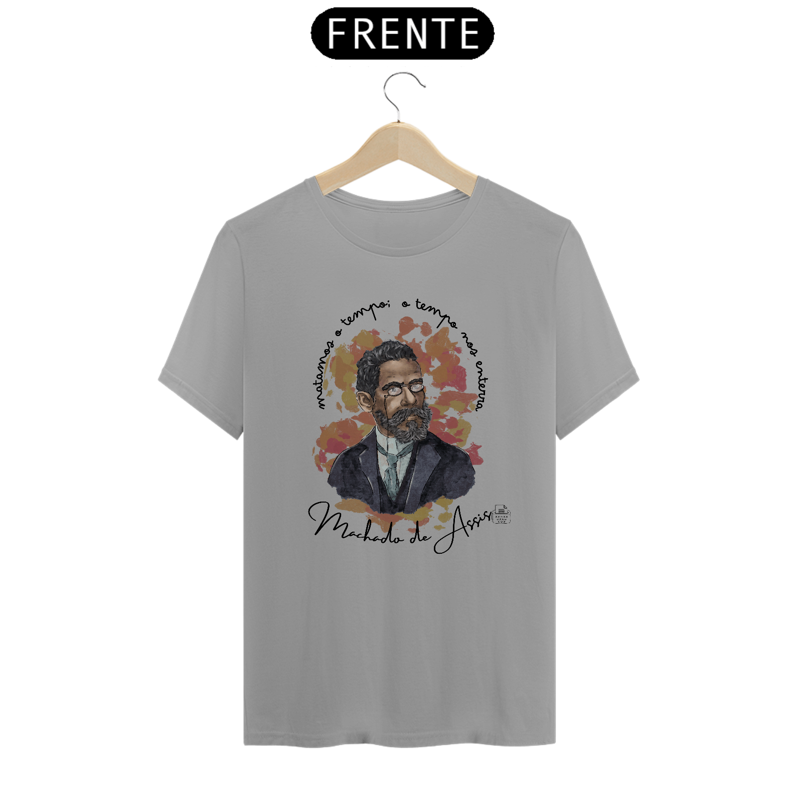 Nome do produto: Matamos o tempo, Machado de Assis TShirt Quality (Branca/Cinza)