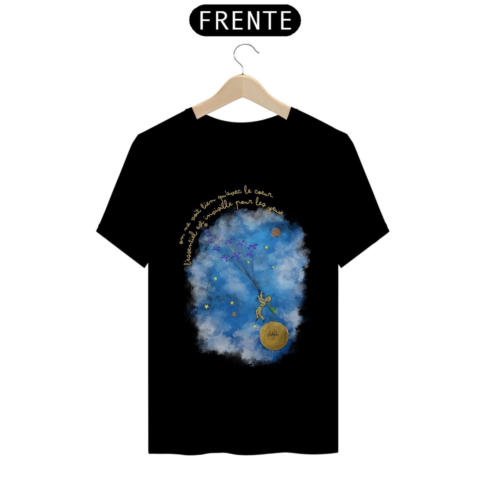 Nome do produto: On ne voit bien qu\'avec le coeur TShirt Quality (Preto)