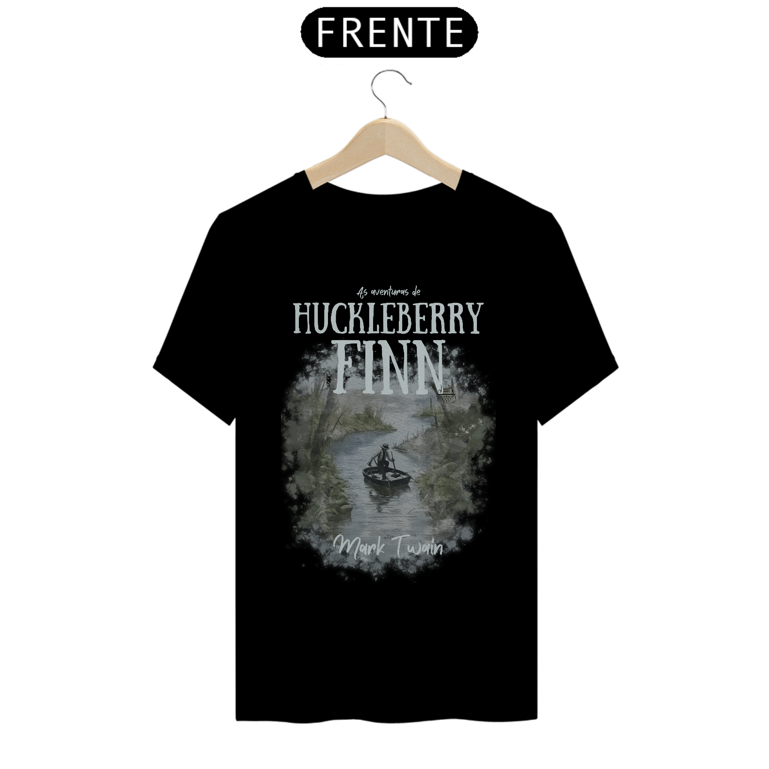 Nome do produto: Huckleberry Finn, Mark Twain TShirt Quality (Preto)