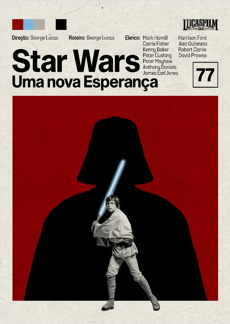 Pôster Minimalista Star Wars: Uma Nova Esperança – Trilogia Clássica (1977)