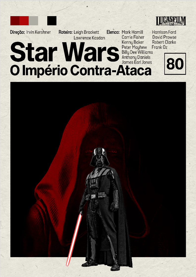 Pôster Minimalista Star Wars: O Império Contra-Ataca – Trilogia Clássica (1980)