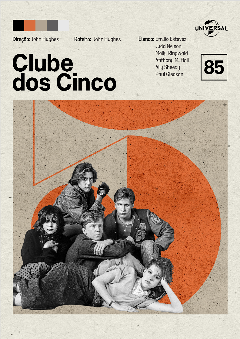 Pôster Minimalista Clube dos Cinco | Cinema Anos 80