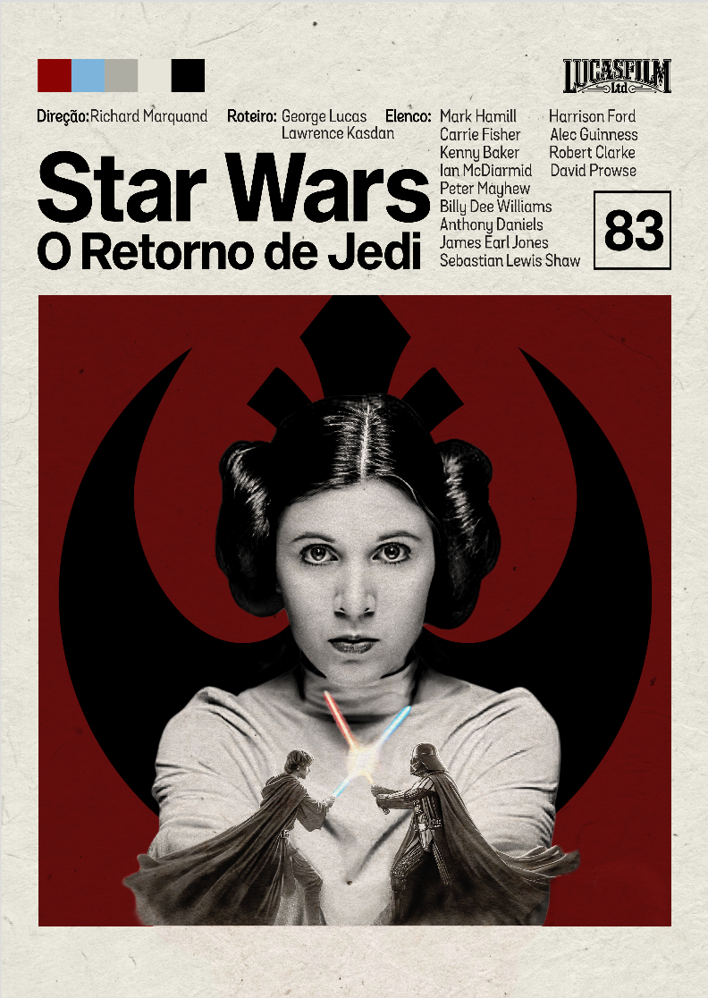 Pôster Minimalista Star Wars: O Retorno de Jedi – Trilogia Clássica (1983)