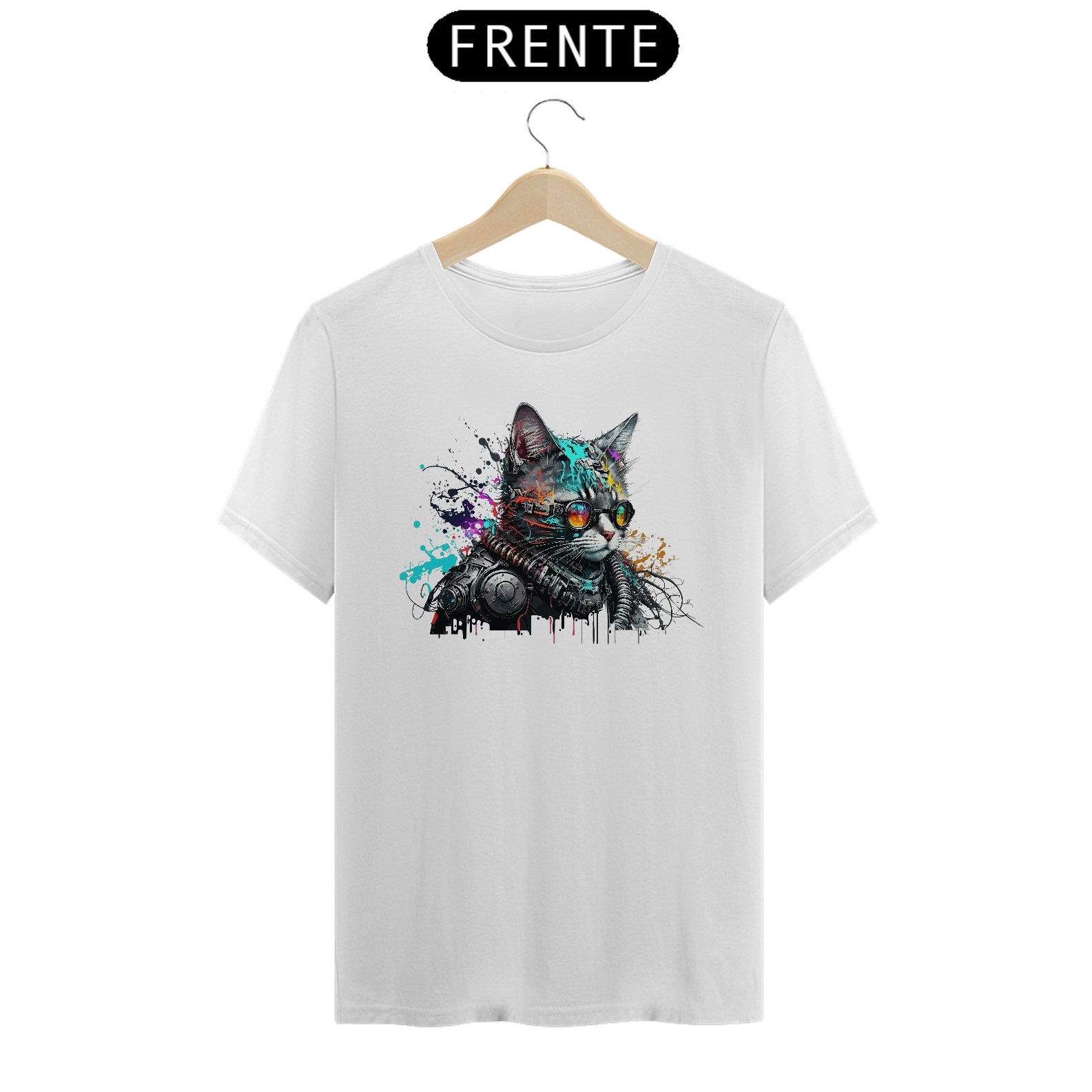 Nome do produto: T-Shirt - Cat Cyberpunk