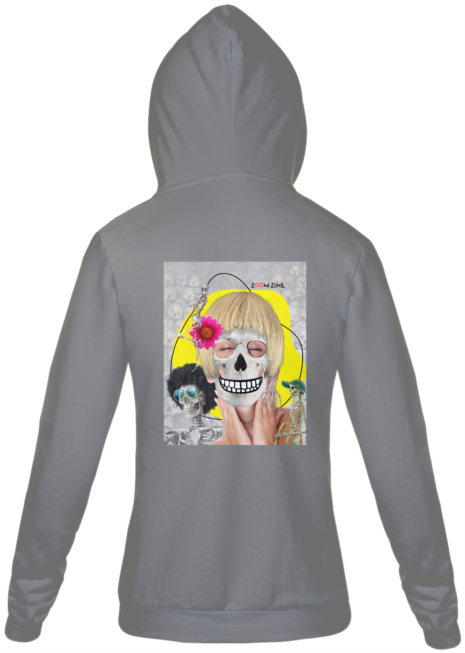 Nome do produto: Moletom Capuz Colagem Caveira