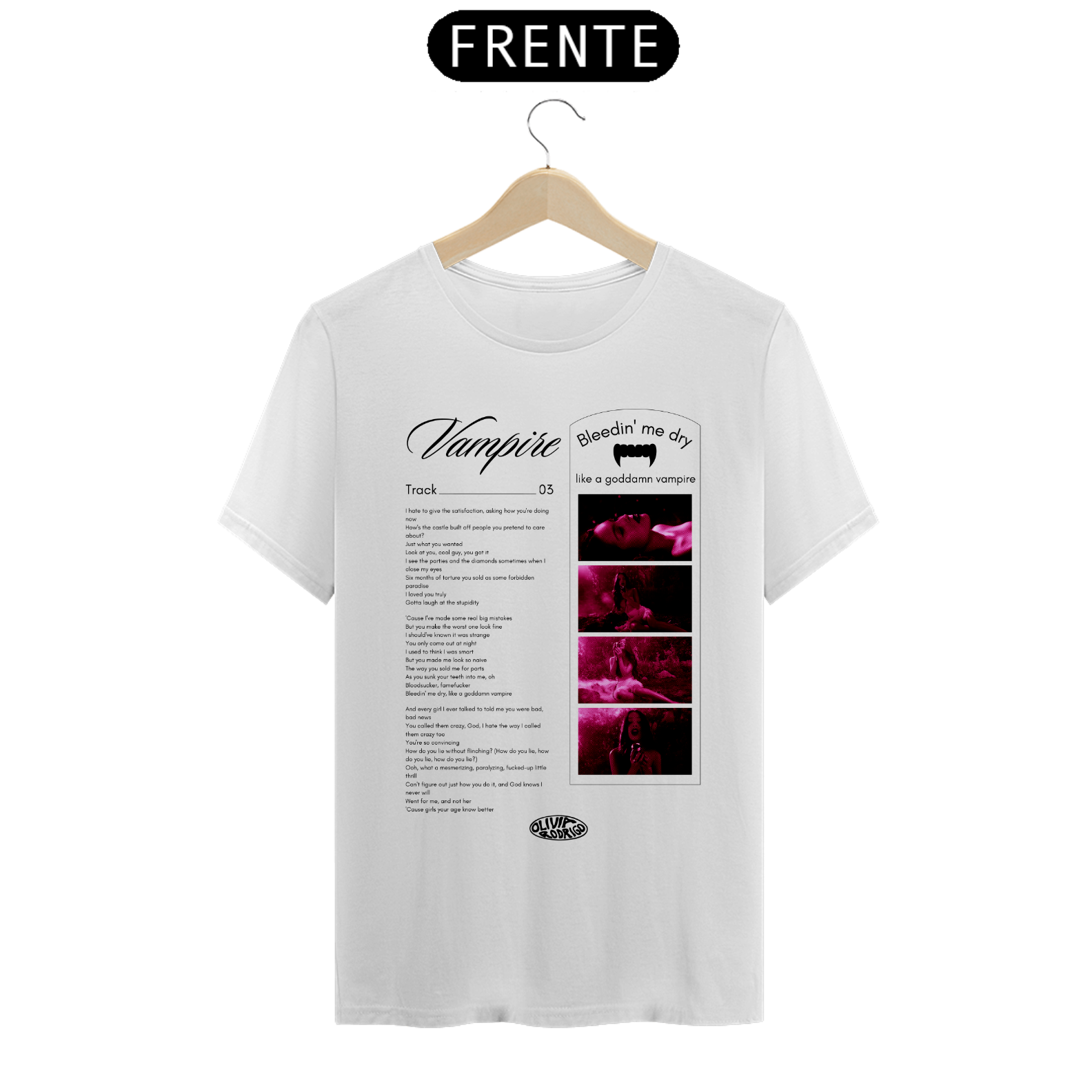 Camiseta Olivia Rodrigo Vampire (Branca)