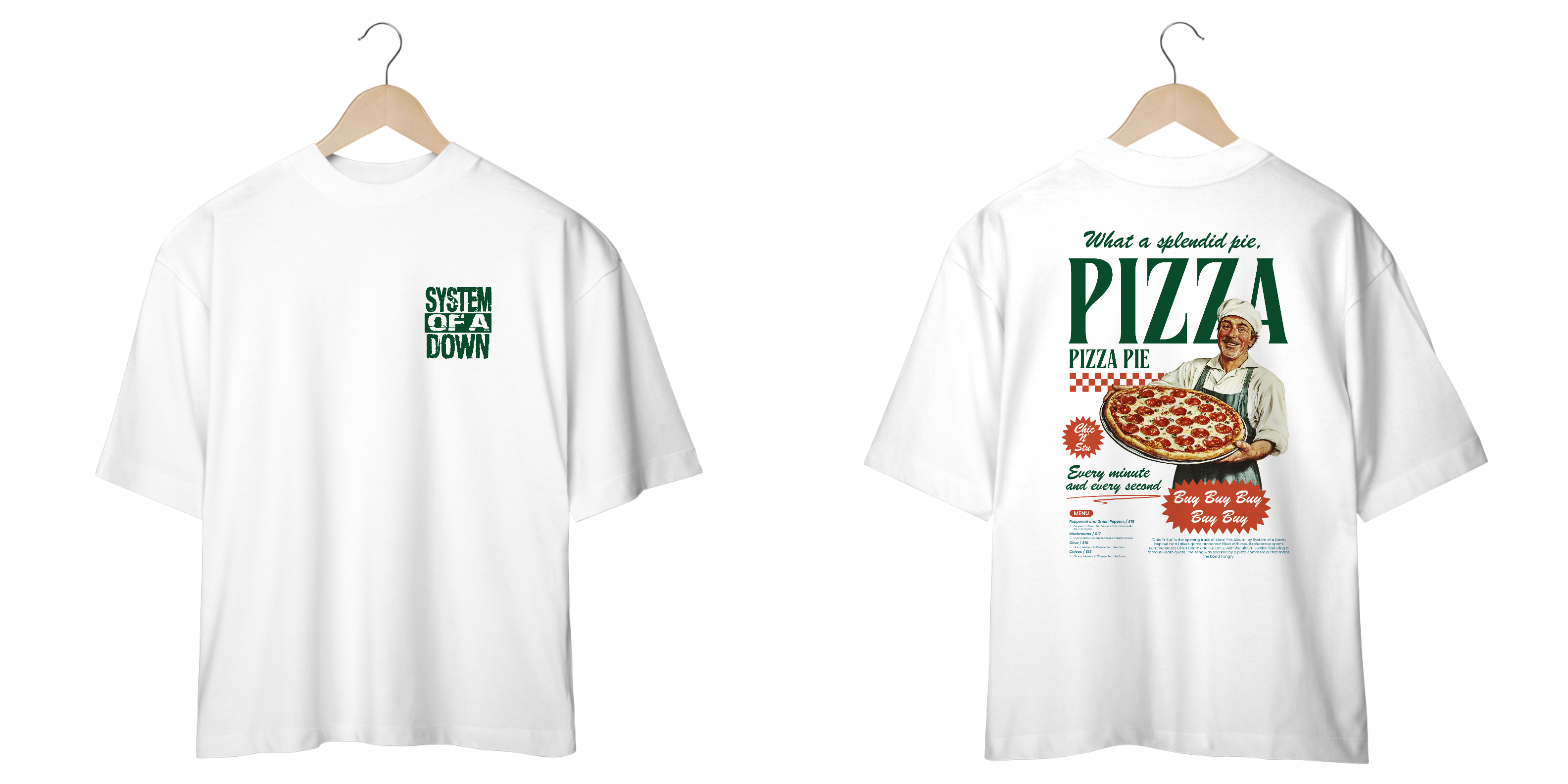 Camiseta Oversized System Of a Down Chic N' Stu (stampa Frente e Costas)