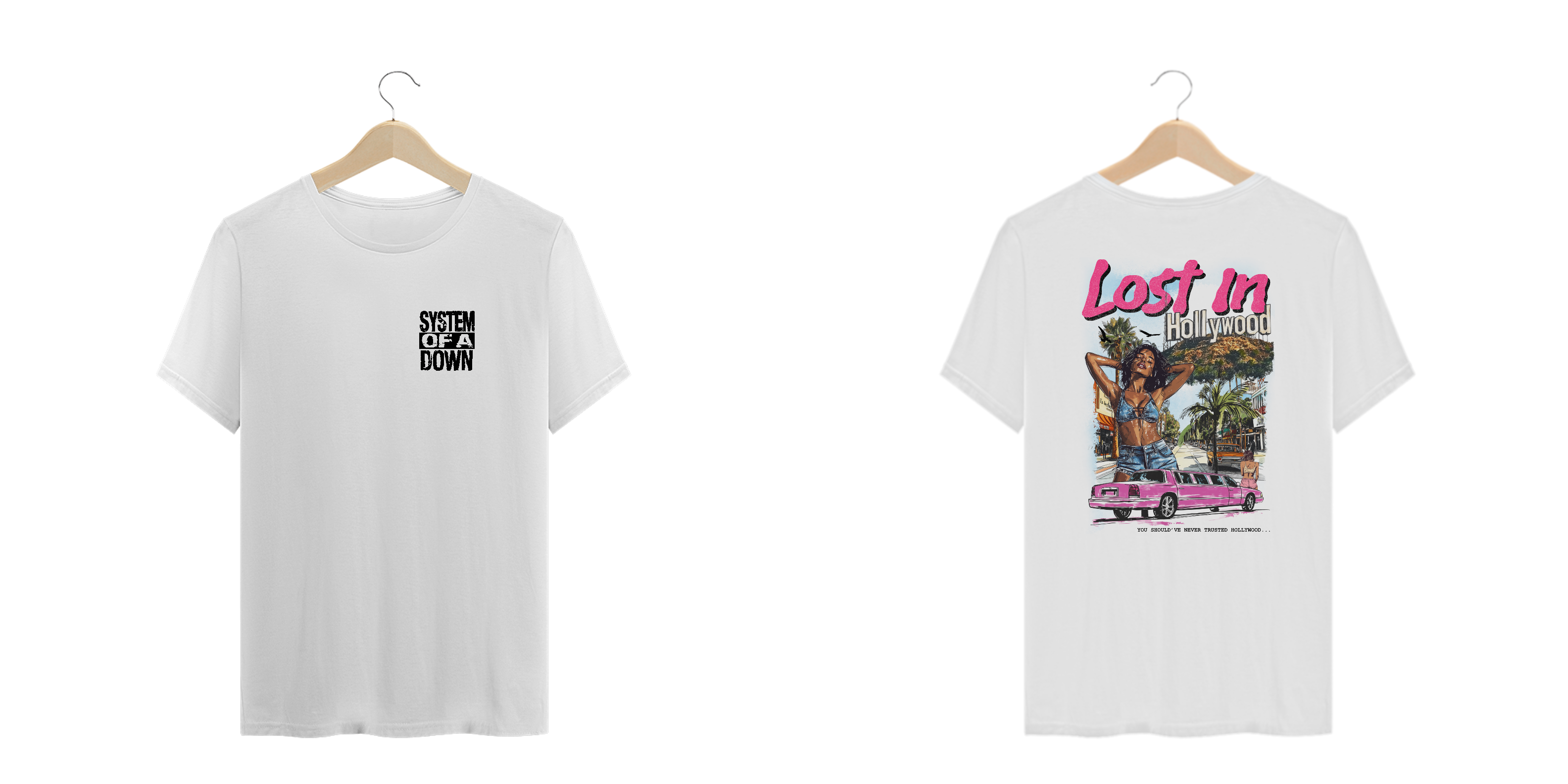 Camiseta Plus Size System of a Down Lost in Hollywood (Estampa Frente e Costas)