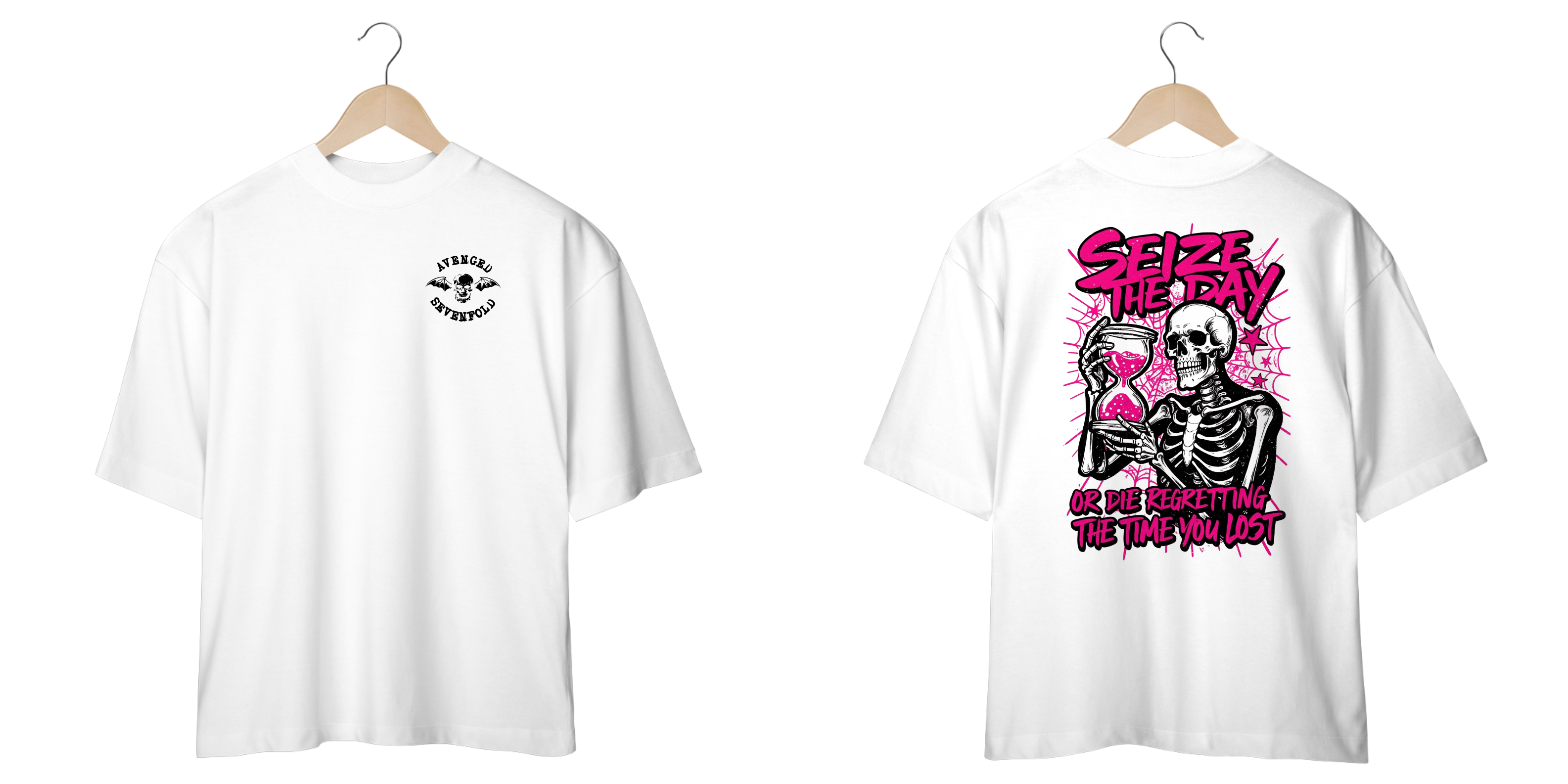 Camiseta Oversized Avenged Sevenfold Seize The Day (Estampa Frente e Costas)
