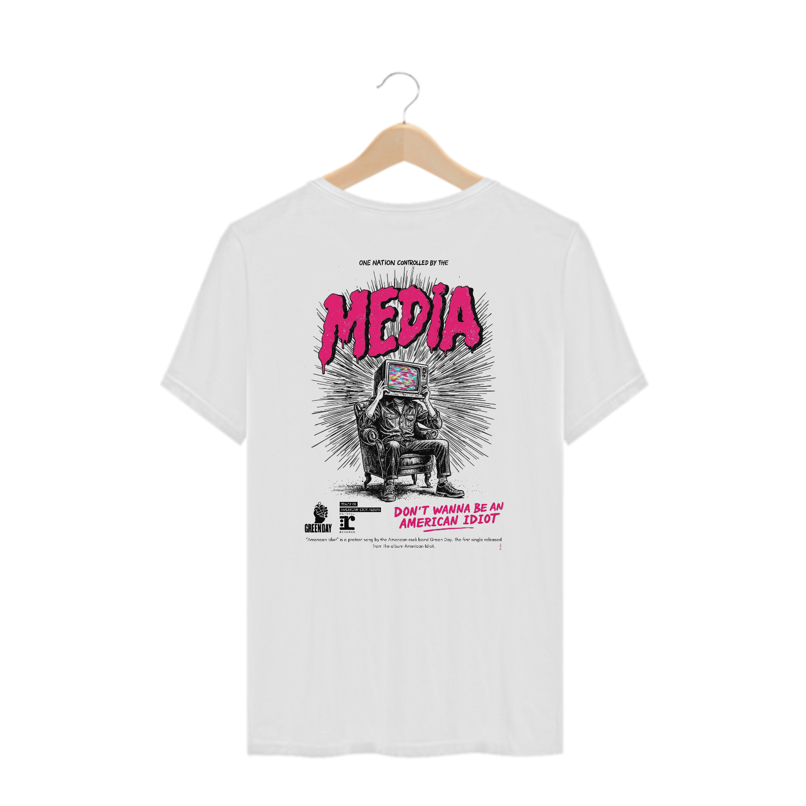 Camiseta Plus Size Green Day American Idiot (Estampa nas Costas)