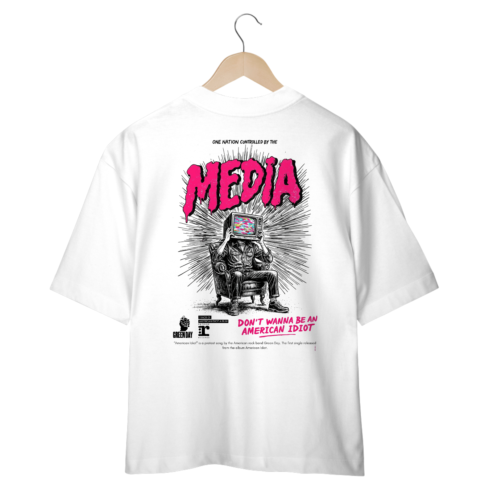 Camiseta Oversized Green Day American Idiot (Estampa nas Costas)