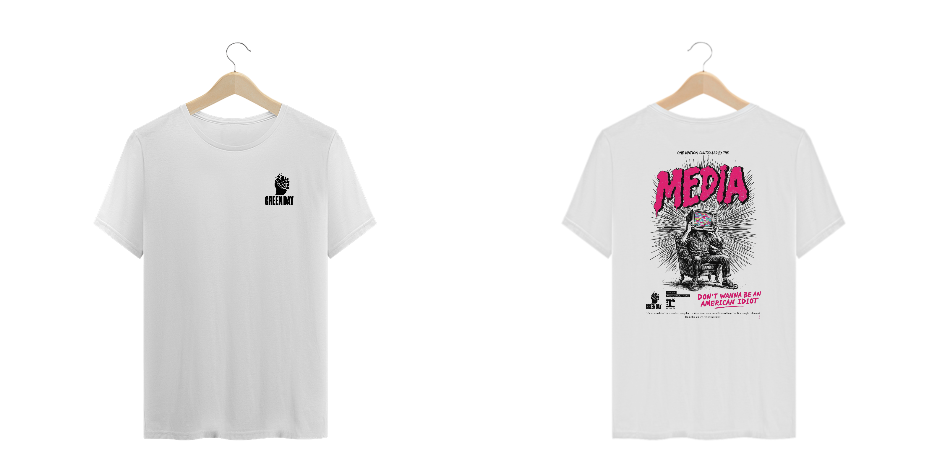 Camiseta Plus Size Green Day American Idiot (Estampa Frente e Costas)