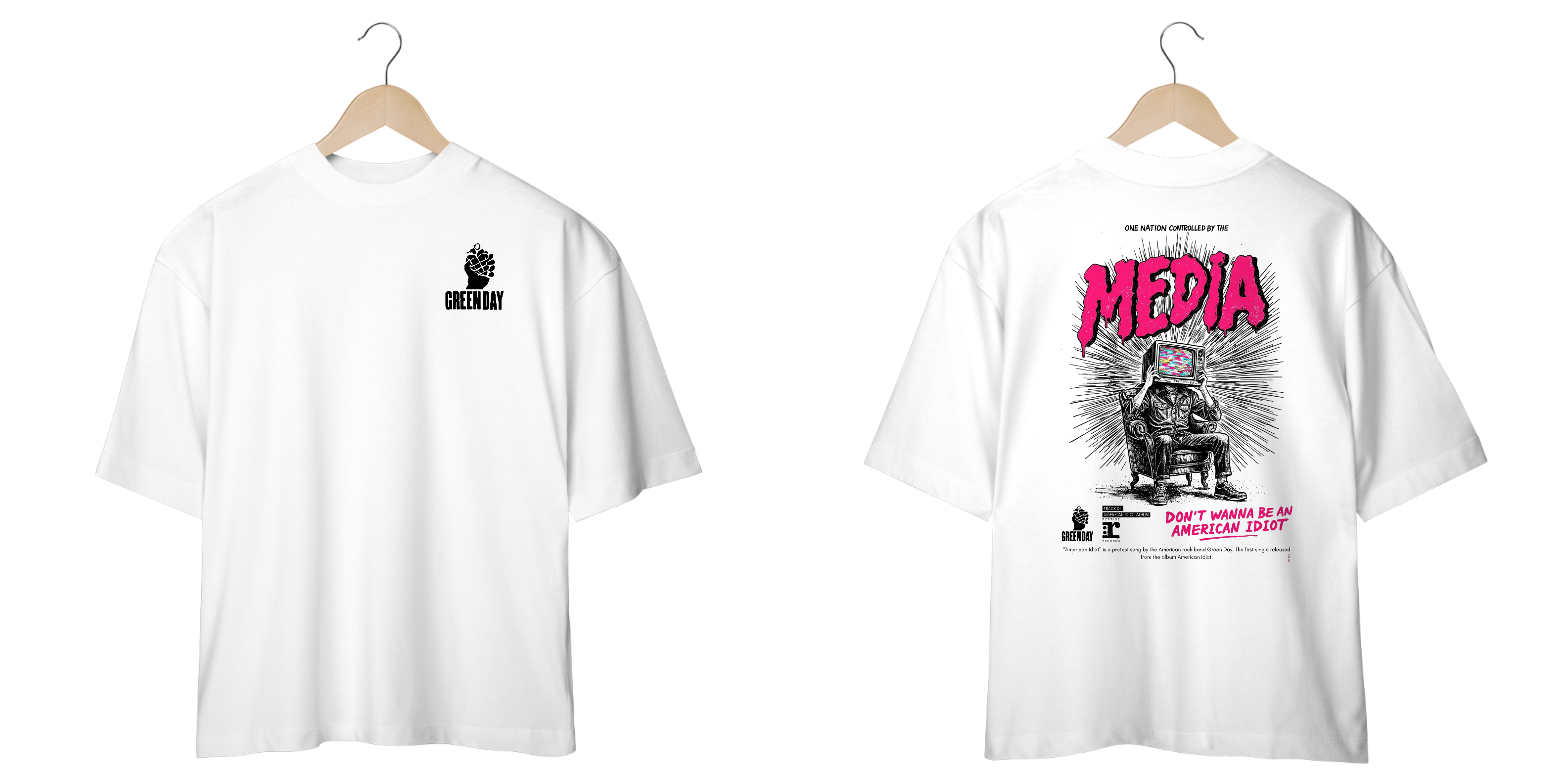 Camiseta Oversized Green Day American Idiot (Estampa Frente e Costas)