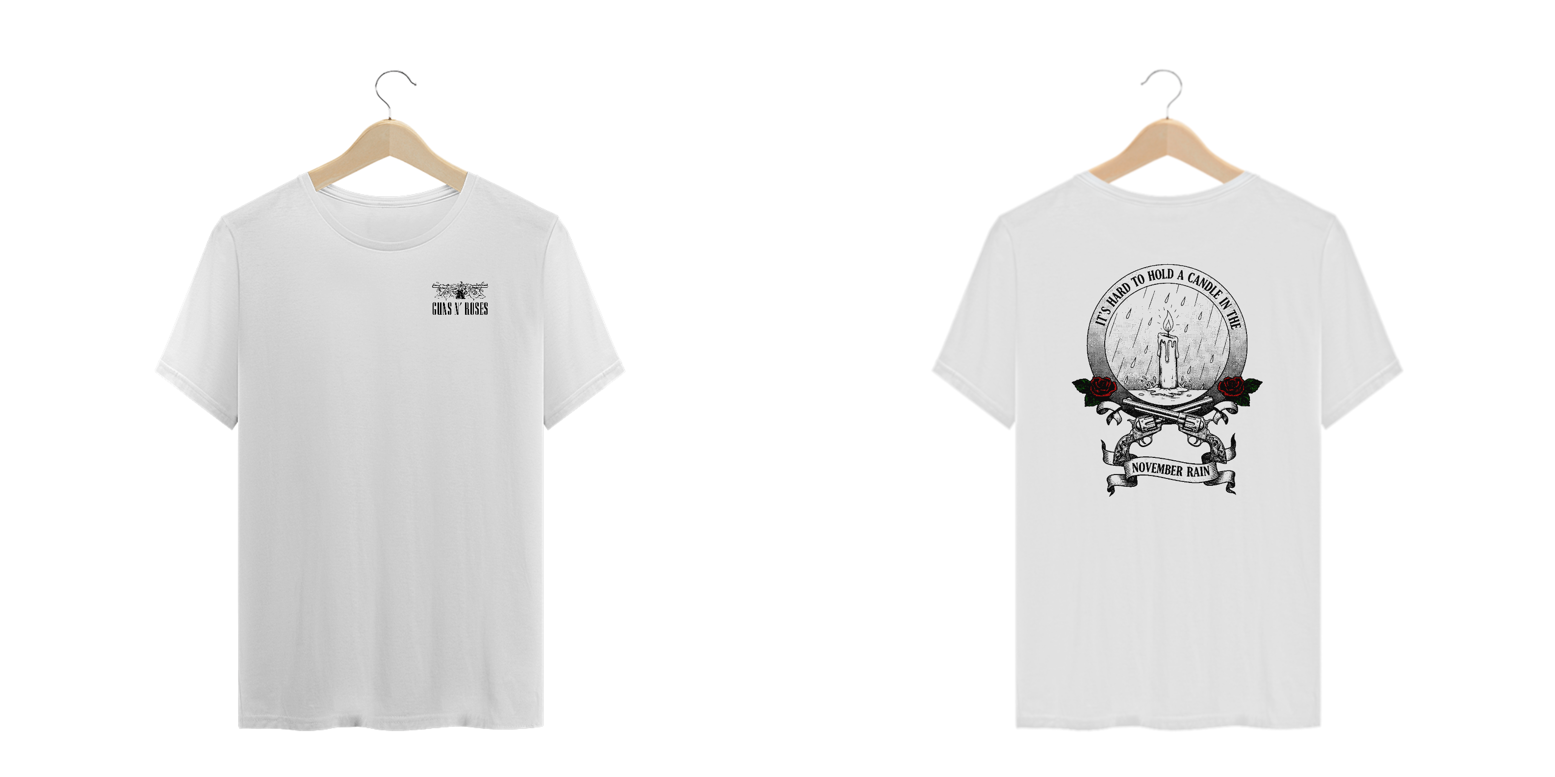 Camiseta Plus Size Guns N' Roses November Rain (Estampa Frente e Costas) 