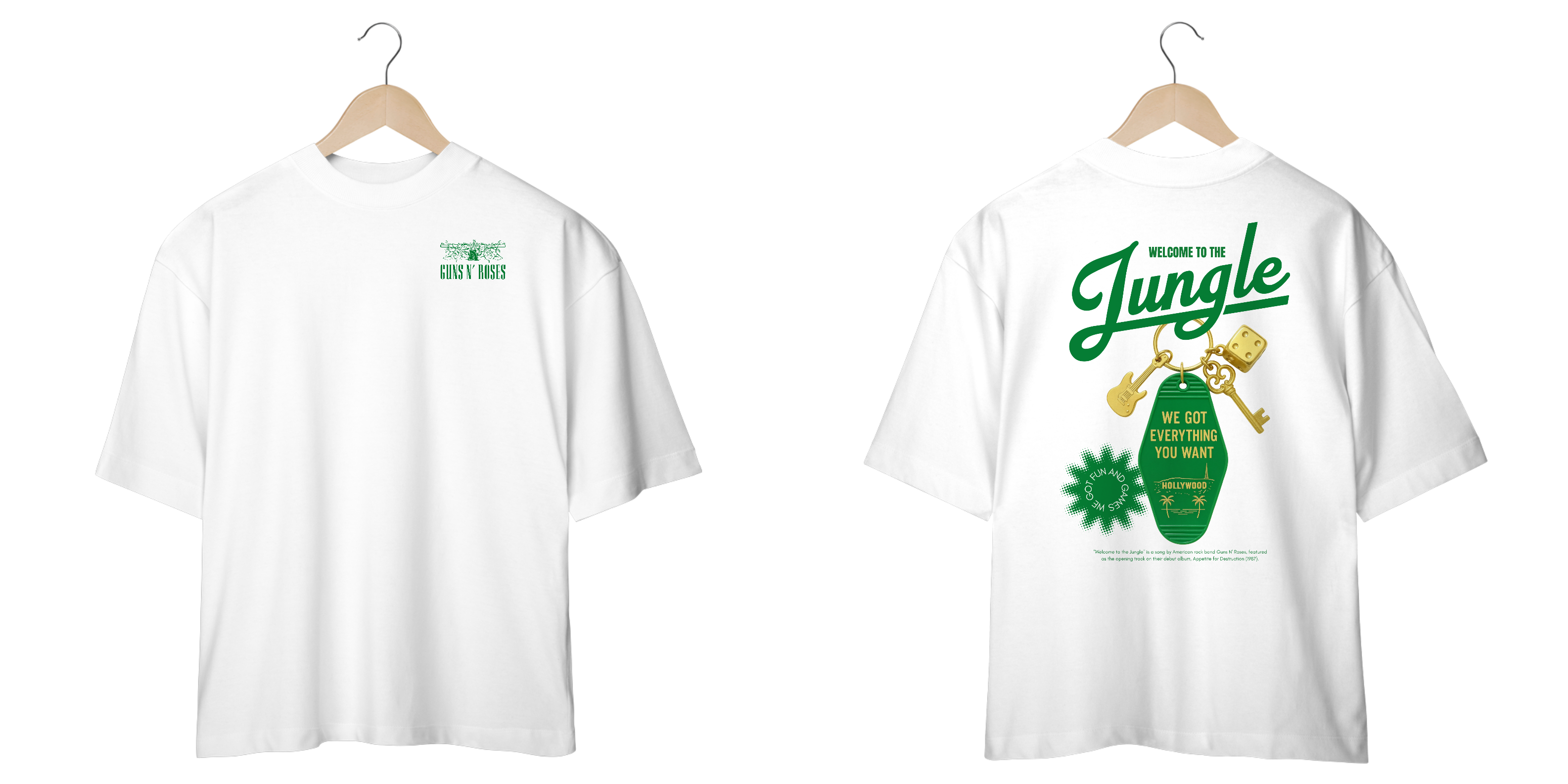 Camiseta Oversized Guns N' Roses Welcome to The Jungle (Estampa Frente e Costas) 