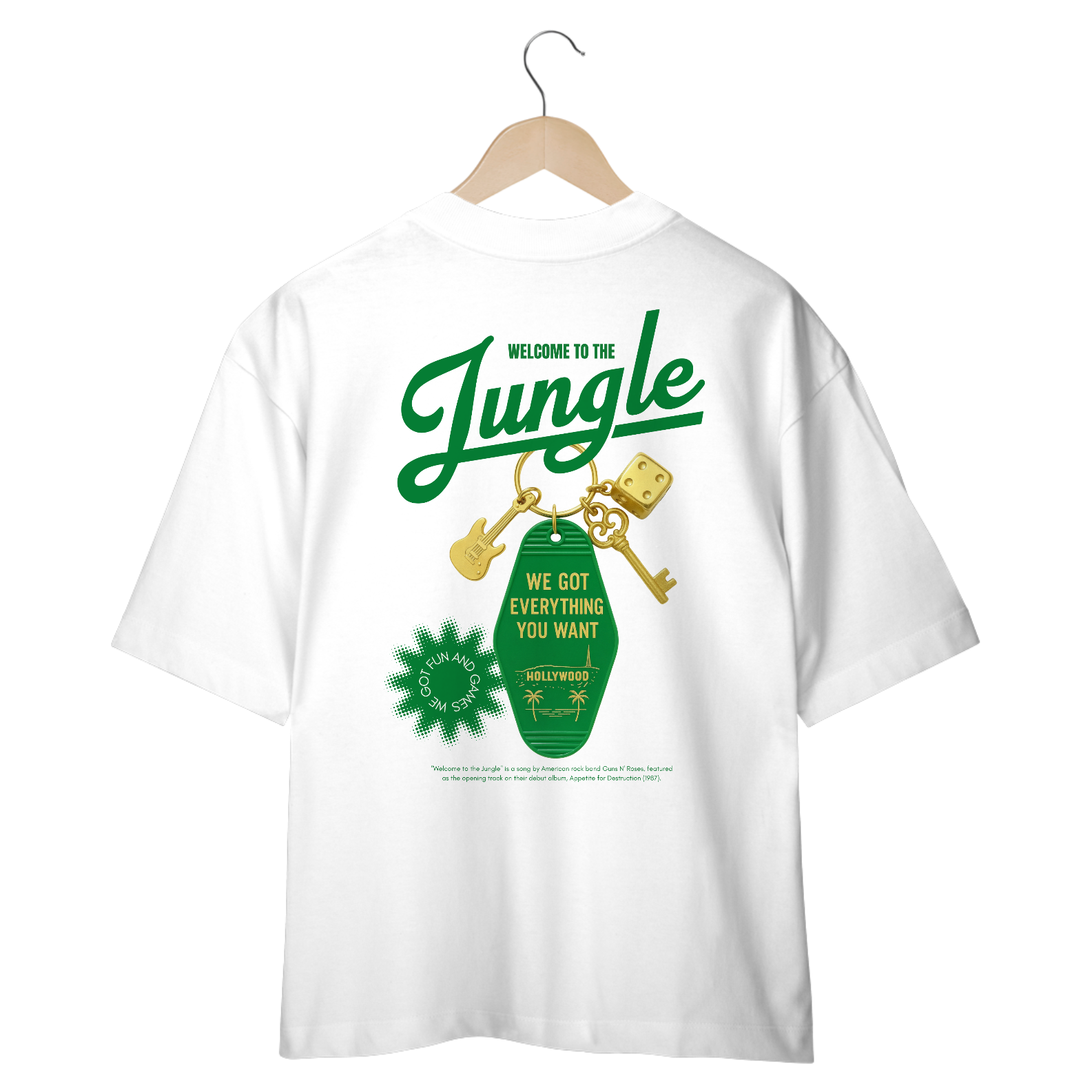 Camiseta Oversized Guns N' Roses Welcome to The Jungle (Estampa nas Costas) 