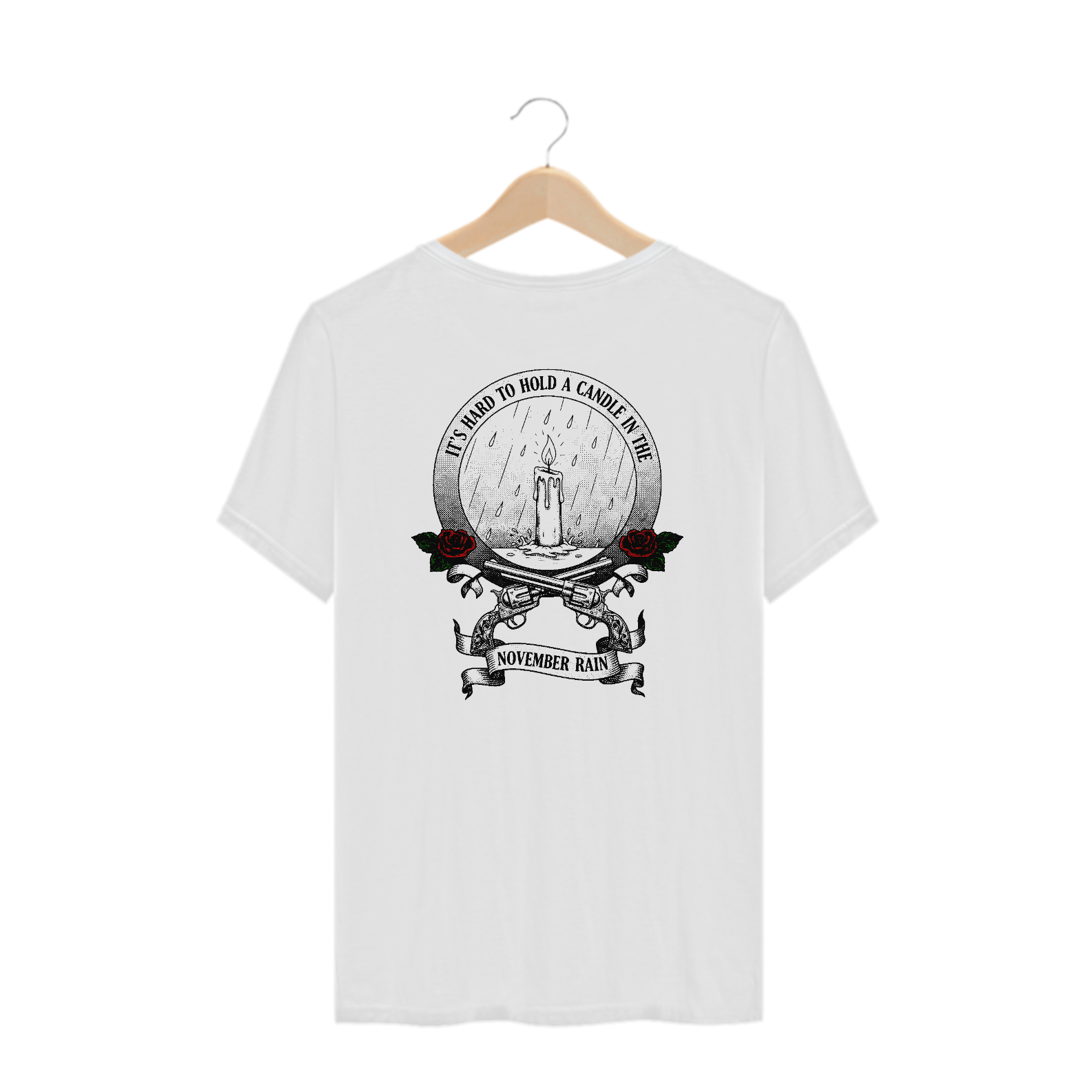 Camiseta Plis Size Guns N' Roses November Rain (Estampa nas Costas)