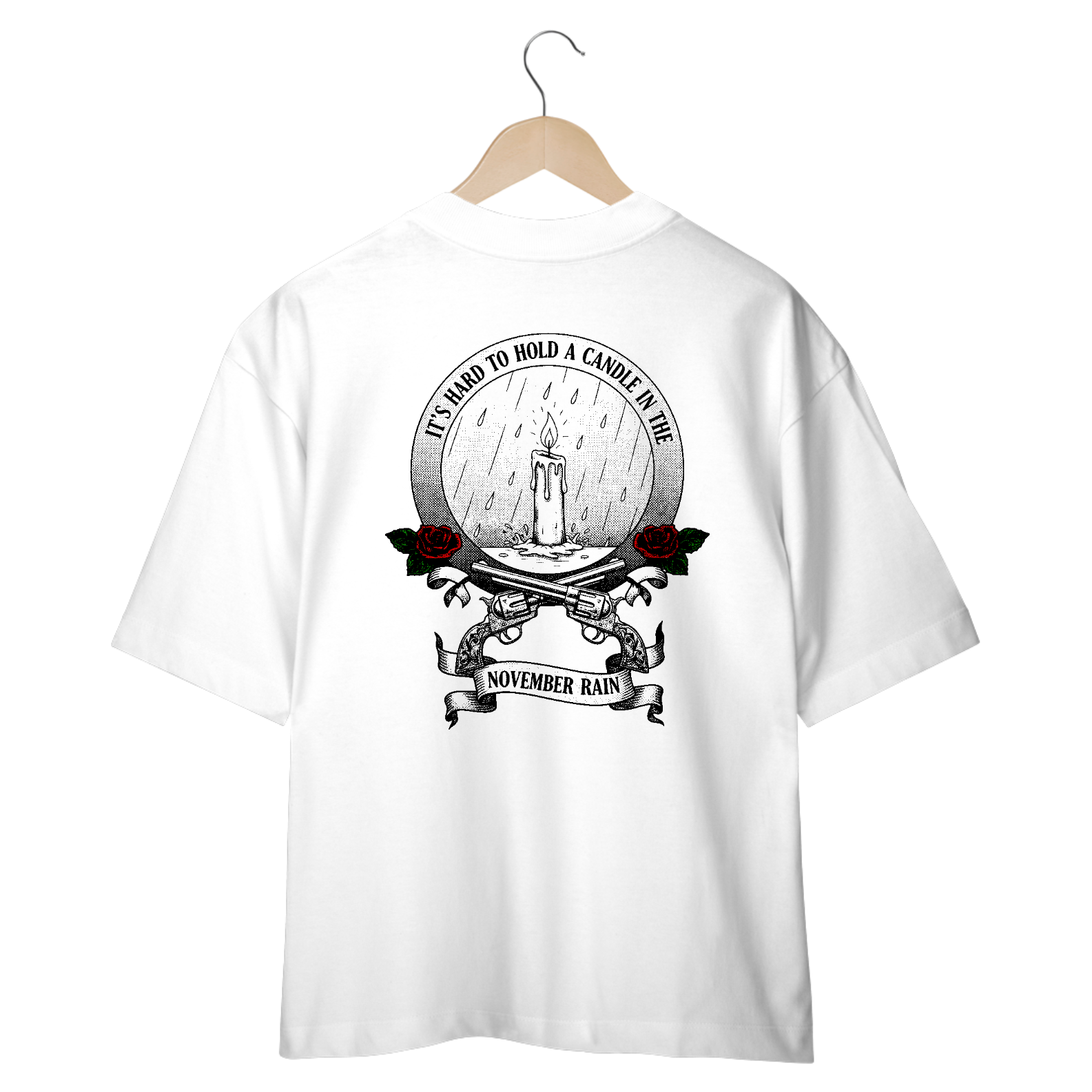 Camiseta Oversized Guns N' Roses November Rain (Estampa nas Costas)