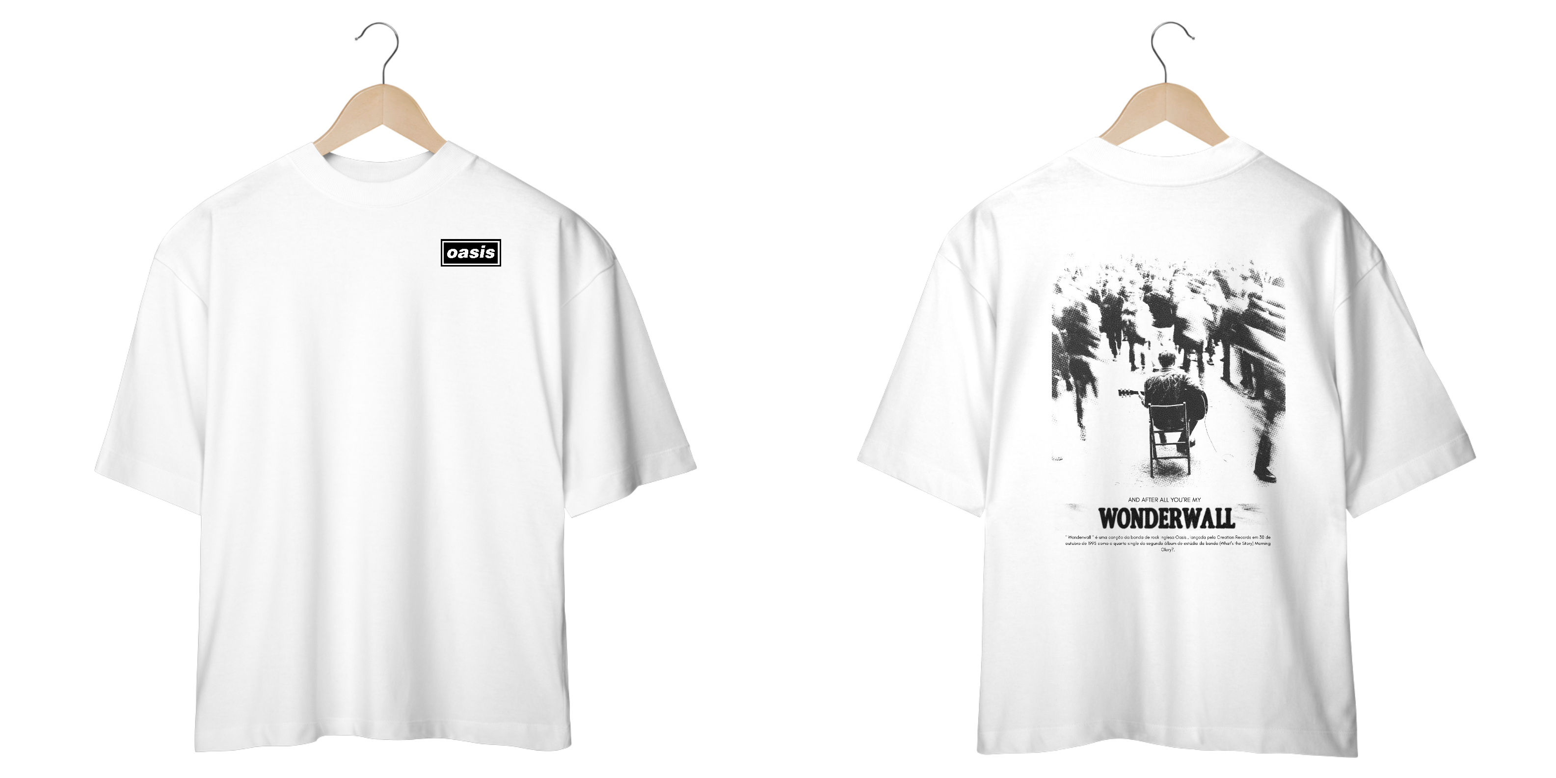 Camiseta Oversized Oasis Wonderwall (Estampa Frente e Costas)