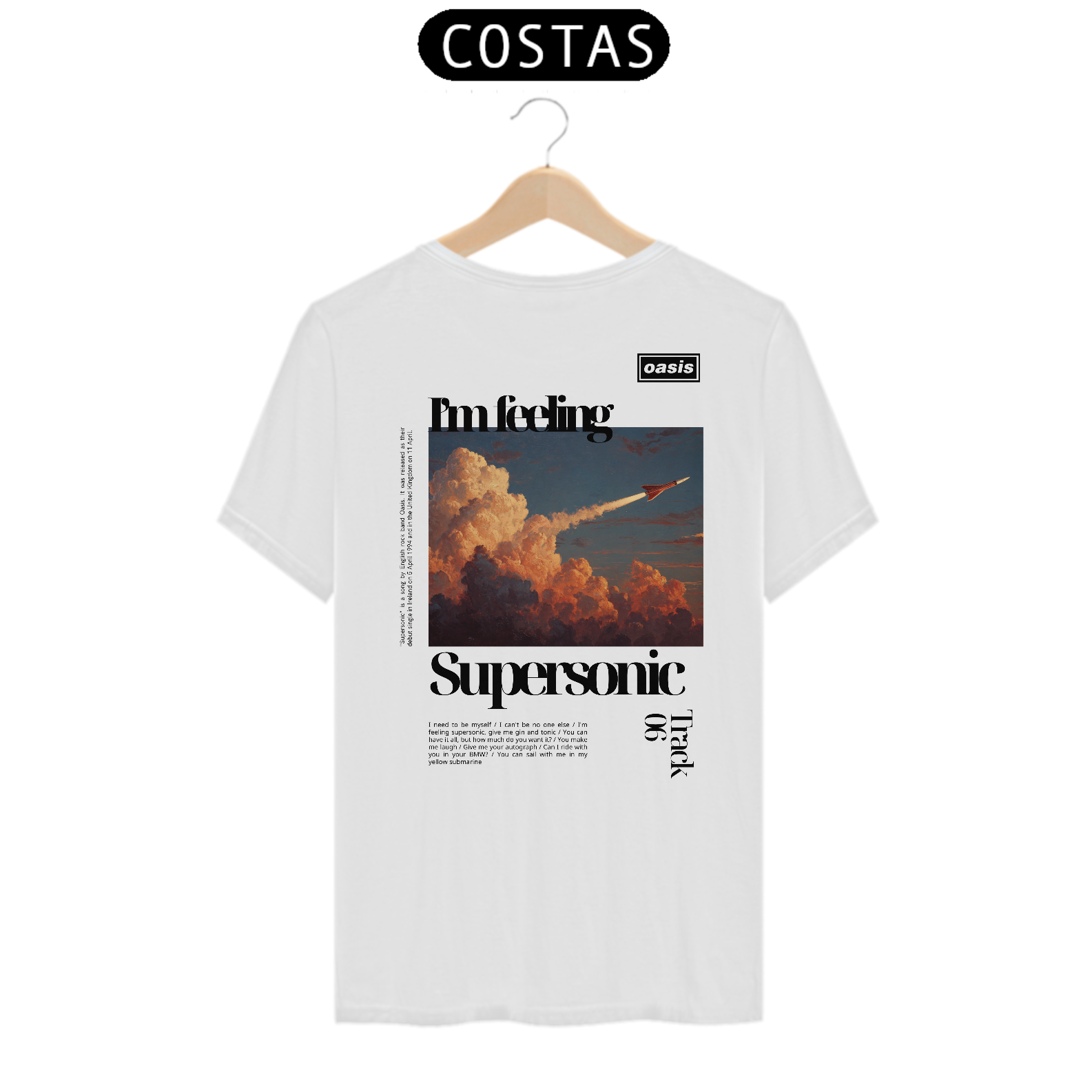 Camiseta Oasis Supersonic (Estampa nas Costas)